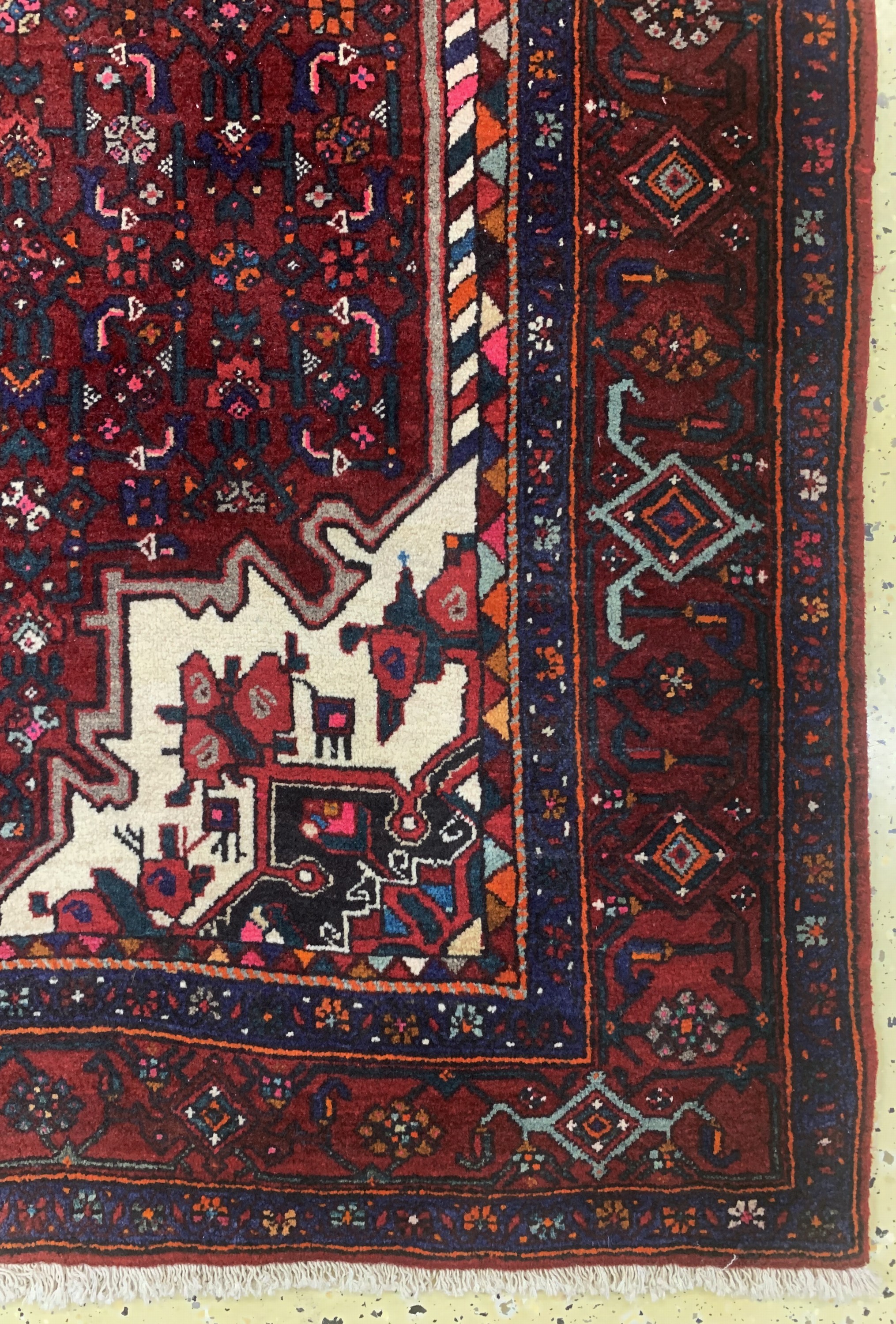 Detail a: Gholtogh, Persien, ca. datiert (1353) 1975 Jahr, Wolle auf Baumwolle, ca. 256 x 154 cm, EHZ: 1-2