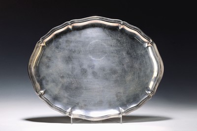 Image Large silver tray, German, A. Knauer, 20th century, 835 silver, versatile shape, 44x35 ...