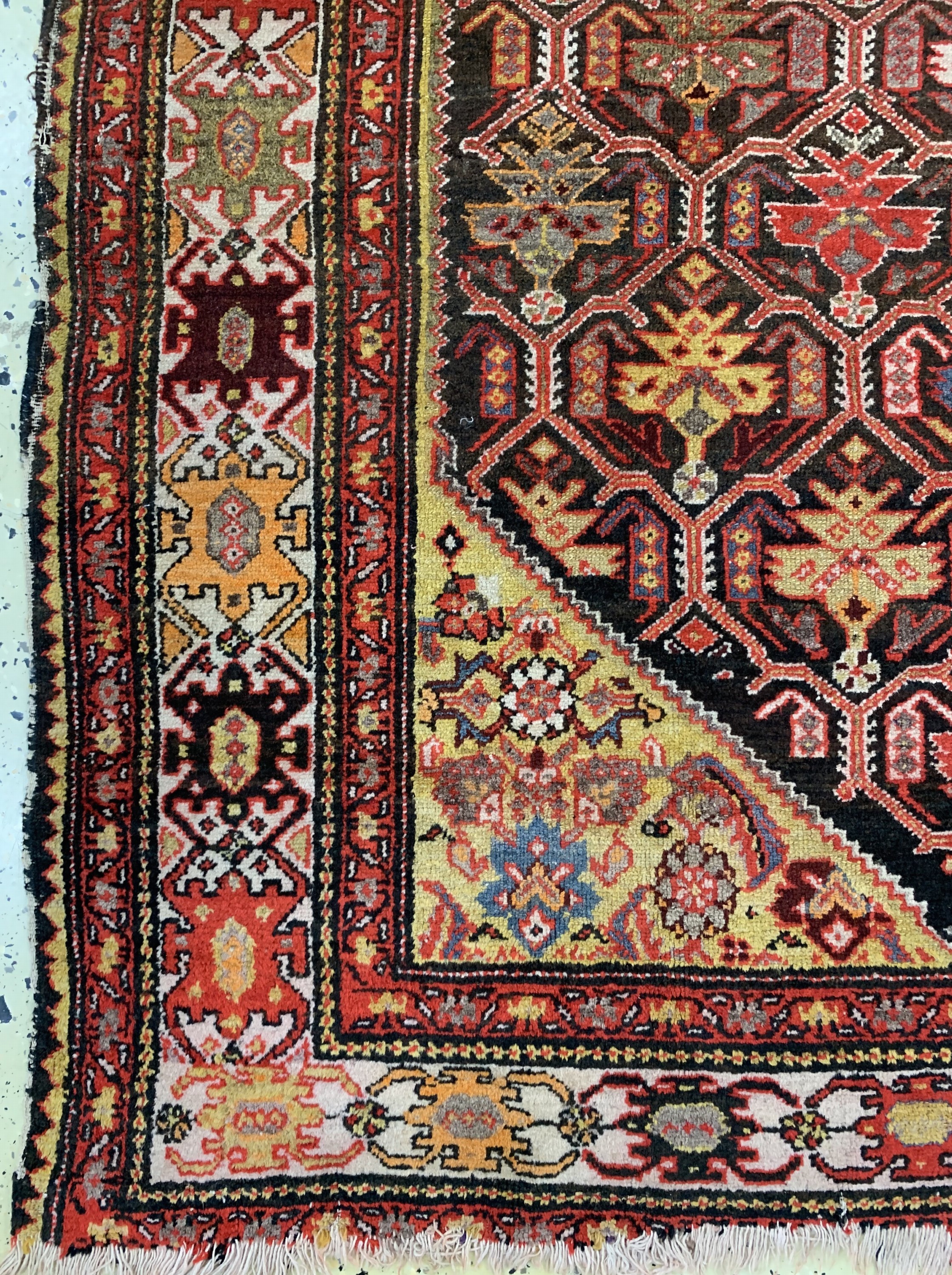 Detail b: Antiker Malayer, Persien, 19.Jhd, Wolle aufBaumwolle, ca. 200 x 130 cm, EHZ: 4