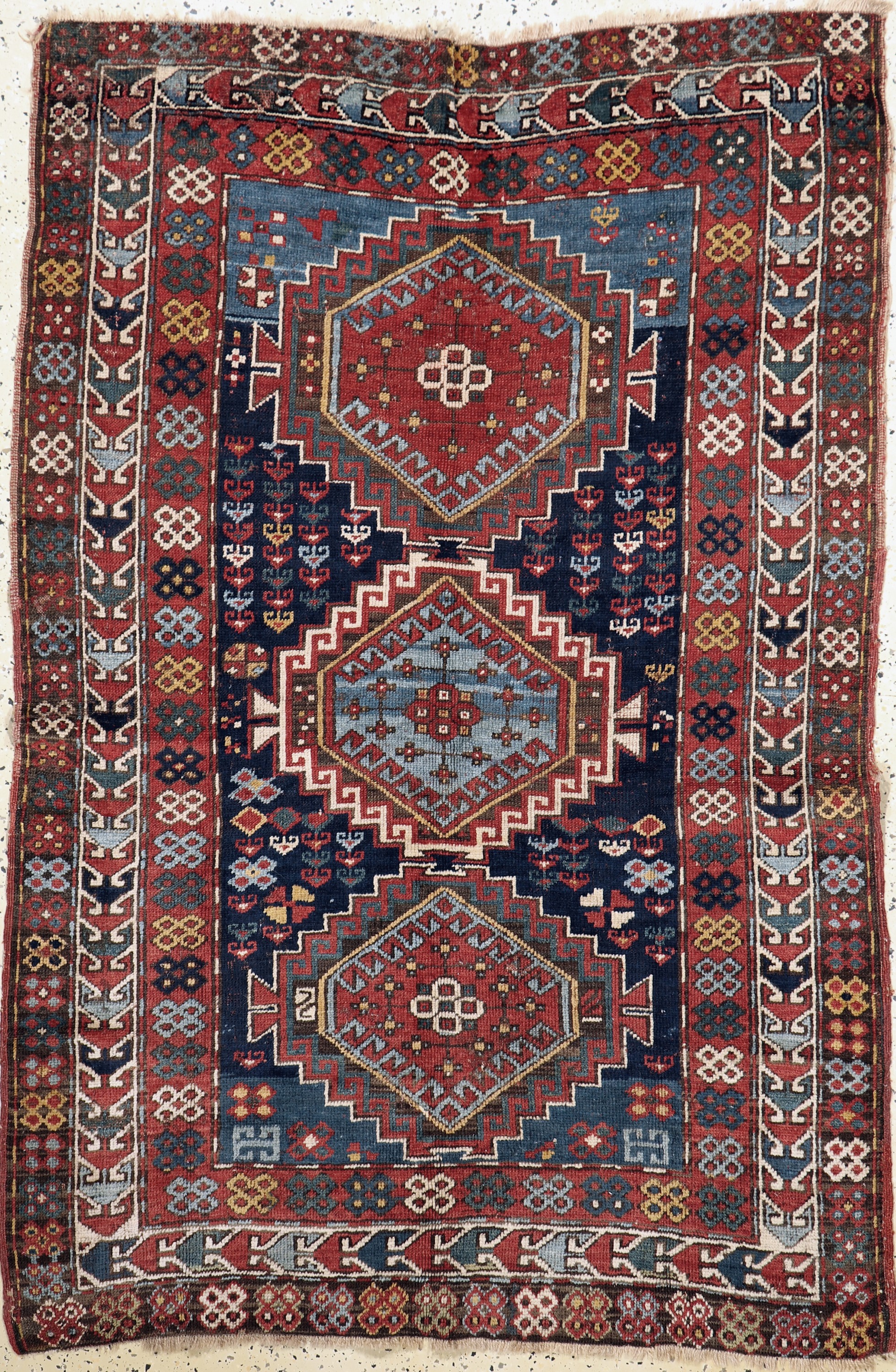 Antiker Kazak, Kaukasus, 19.Jhd, Wolle auf Wolle, ca. 180 x 120 cm, EHZ: 3-4
