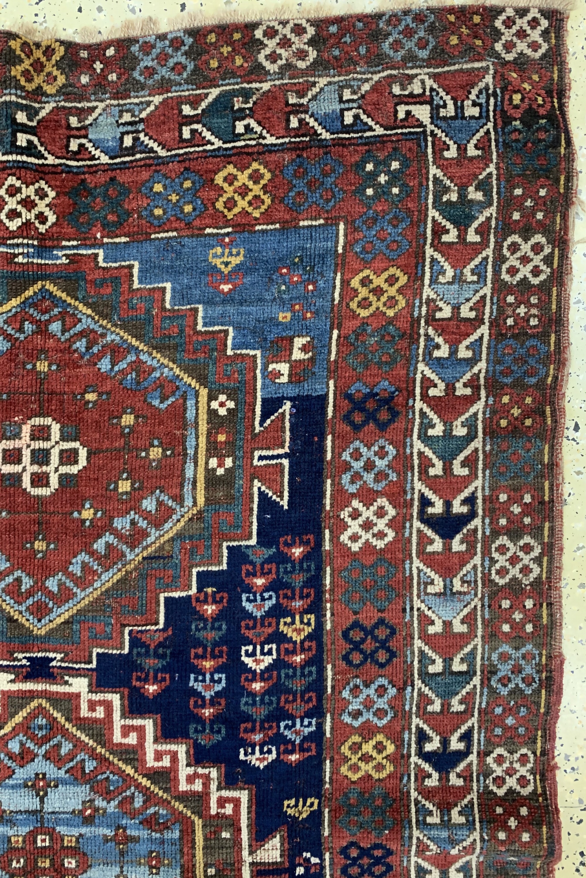 Detail d: Antiker Kazak, Kaukasus, 19.Jhd, Wolle auf Wolle, ca. 180 x 120 cm, EHZ: 3-4