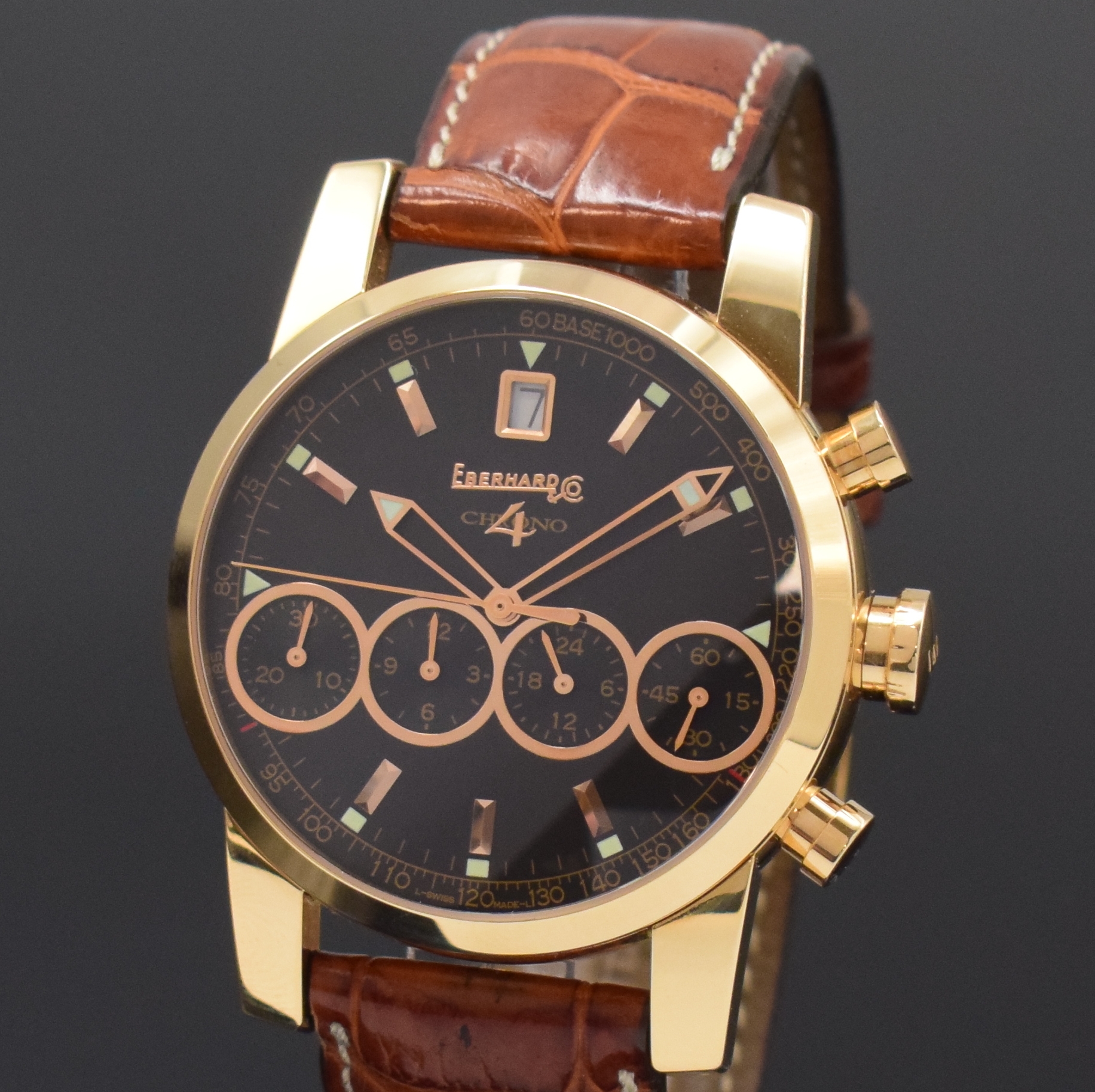 Detail a: EBERHARD & Co. Armbandchronograph Chrono 4 in Roségold 750/000 Referenz 30058, Automatik, Schweiz um 2010, orig. Lederband m. orig. RG Dornschl. in ...