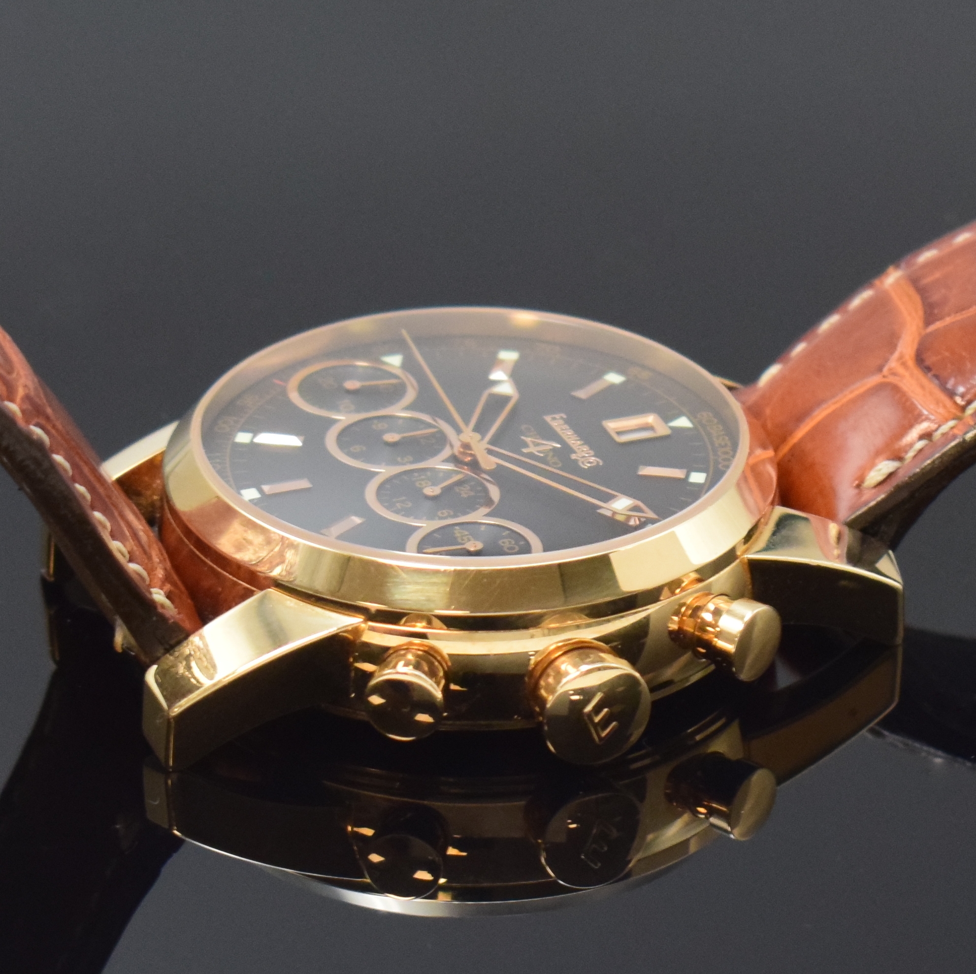 Detail c: EBERHARD & Co. Armbandchronograph Chrono 4 in Roségold 750/000 Referenz 30058, Automatik, Schweiz um 2010, orig. Lederband m. orig. RG Dornschl. in ...