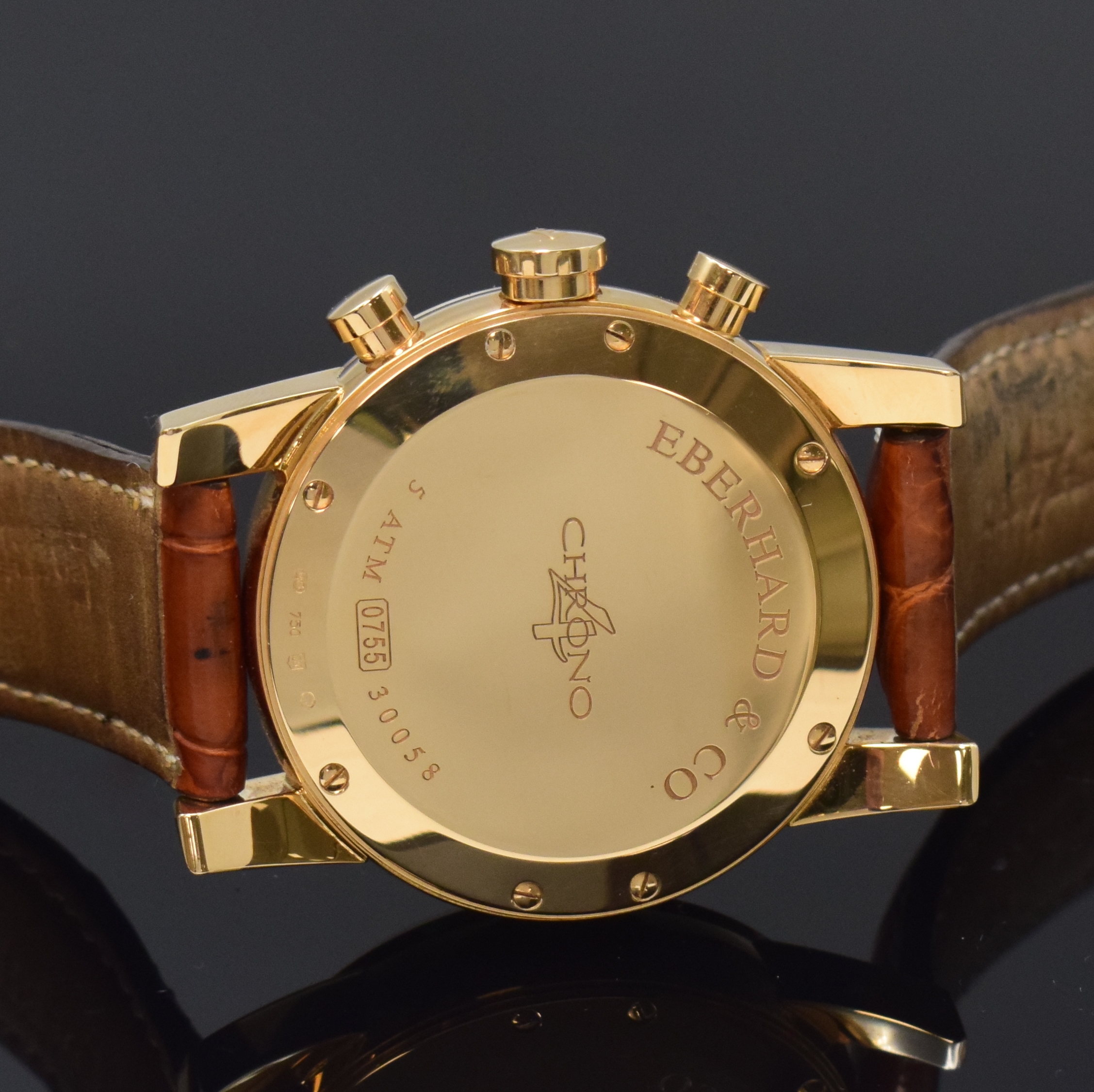 Detail d: EBERHARD & Co. Armbandchronograph Chrono 4 in Roségold 750/000 Referenz 30058, Automatik, Schweiz um 2010, orig. Lederband m. orig. RG Dornschl. in ...