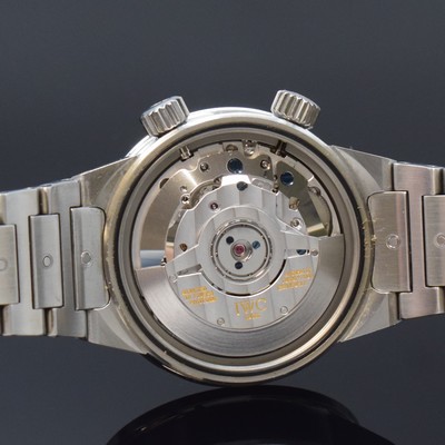 26796395e - IWC alarm wristwatch model GST reference 3537, self winding, Switzerland around 2003, stainless steel case including bracelet with deployant clasp, sapphire crystal, screwed down case back, calibre 1.917, 22 jewels, adjusted in 5 positions, fausses cotes decoration, separate crowns, diameter approx. 40 mm, length approx. 19 cm, original box, condition 2, property of a collector