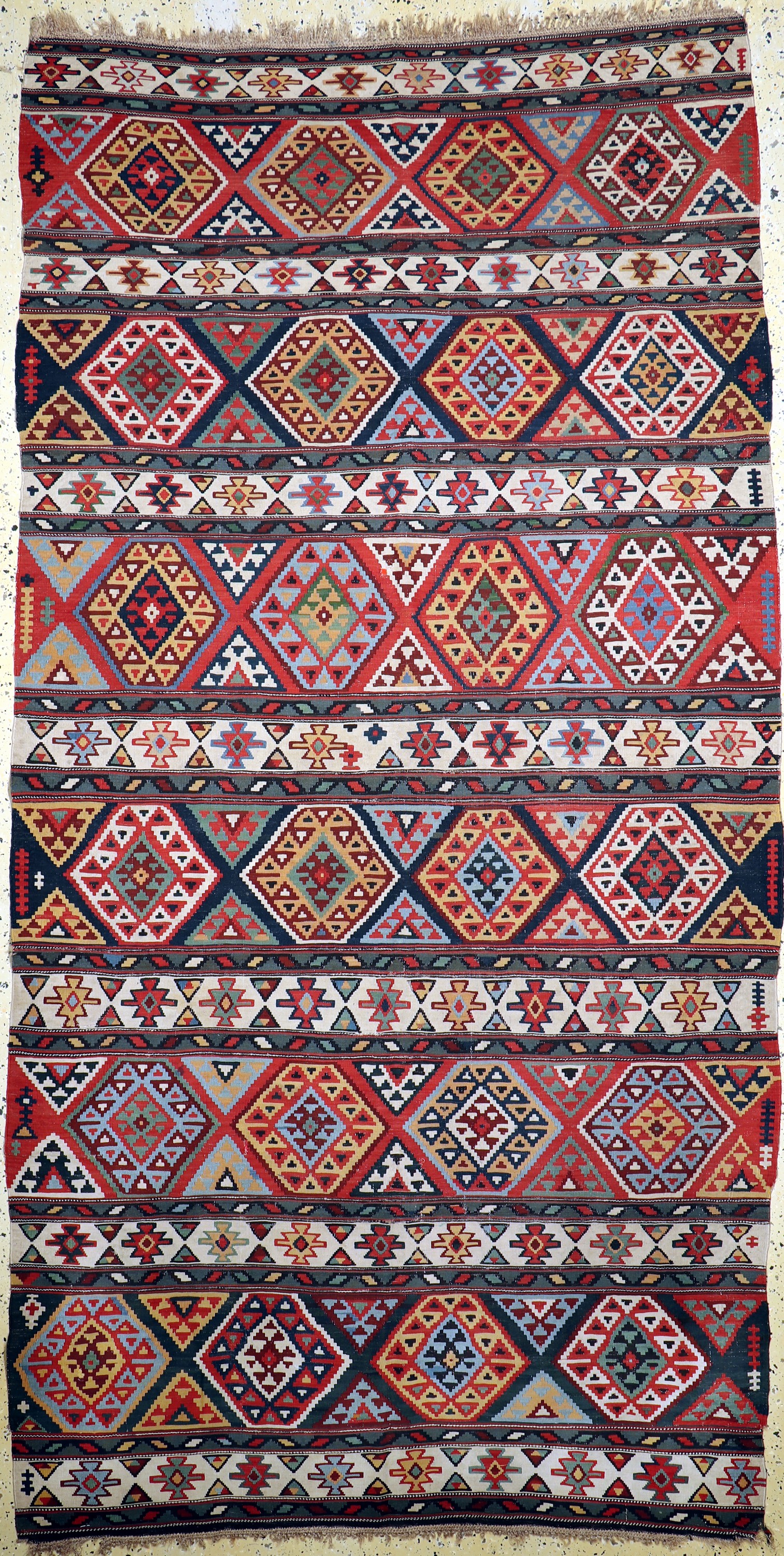 Schirwan Kelim antik, Kaukasus, 19.Jhd, Wolle auf Wolle, ca. 295 x 150 cm, EHZ: 2-3