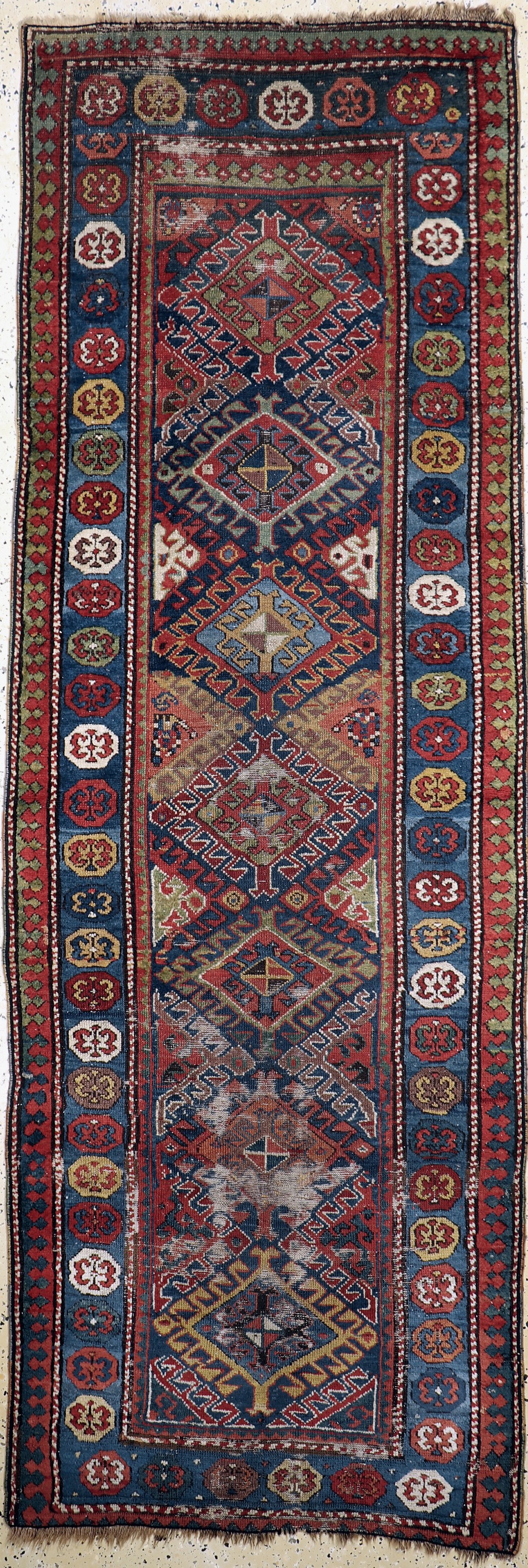 Antiker Kazak, Kaukasus, 19.Jhd, Wolle auf Wolle, ca. 270 x 95 cm, EHZ: 4