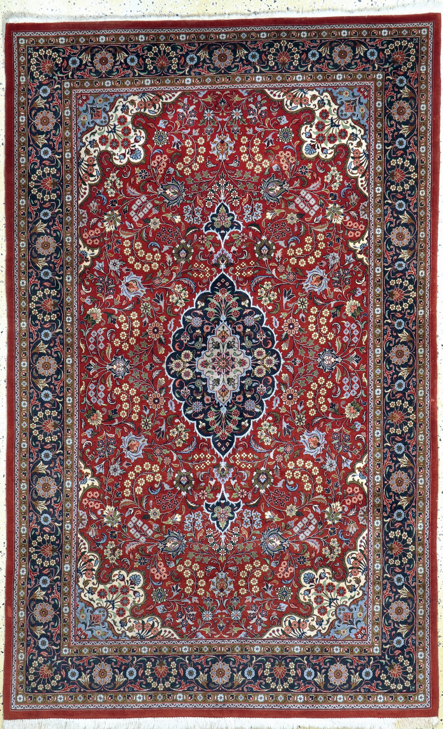 Ghom Kork fein, Persien, ca. 30 Jahre, Korkwolle auf Baumwolle, ca. 225 x 140 cm, EHZ: 2, (minimal restauriert)