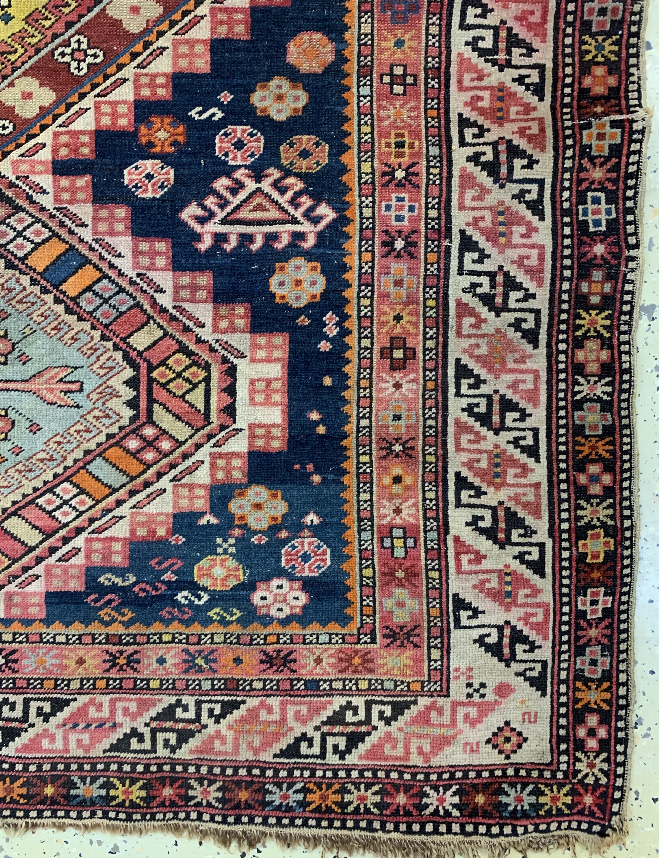 Detail a: Antiker Kazak, Kaukasus, 19.Jhd, Wolle auf Wolle, ca. 165 x 122 cm, EHZ: 4