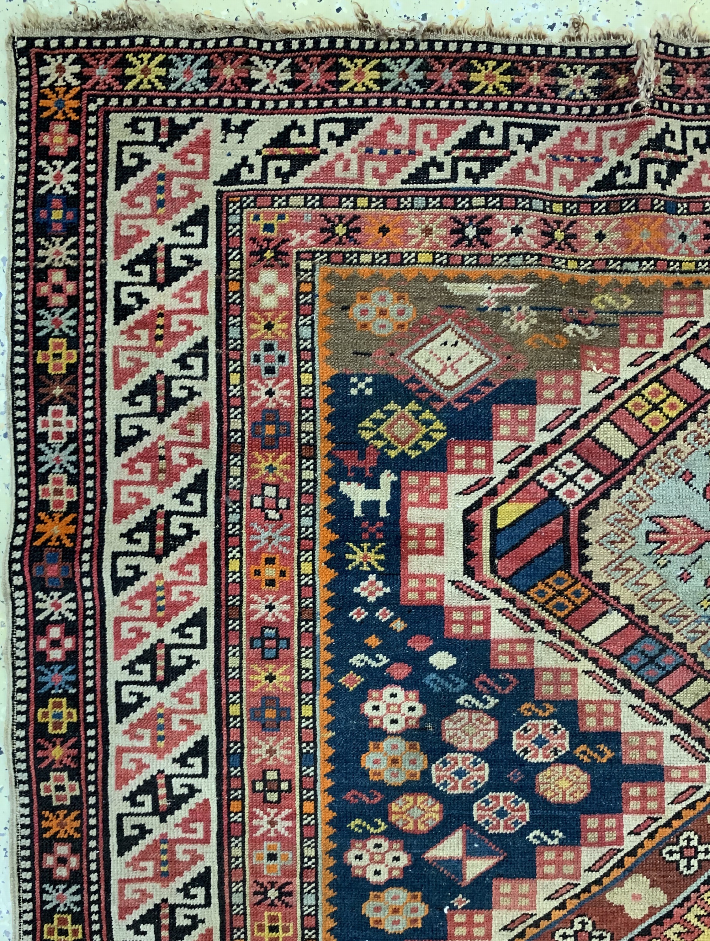 Detail c: Antiker Kazak, Kaukasus, 19.Jhd, Wolle auf Wolle, ca. 165 x 122 cm, EHZ: 4