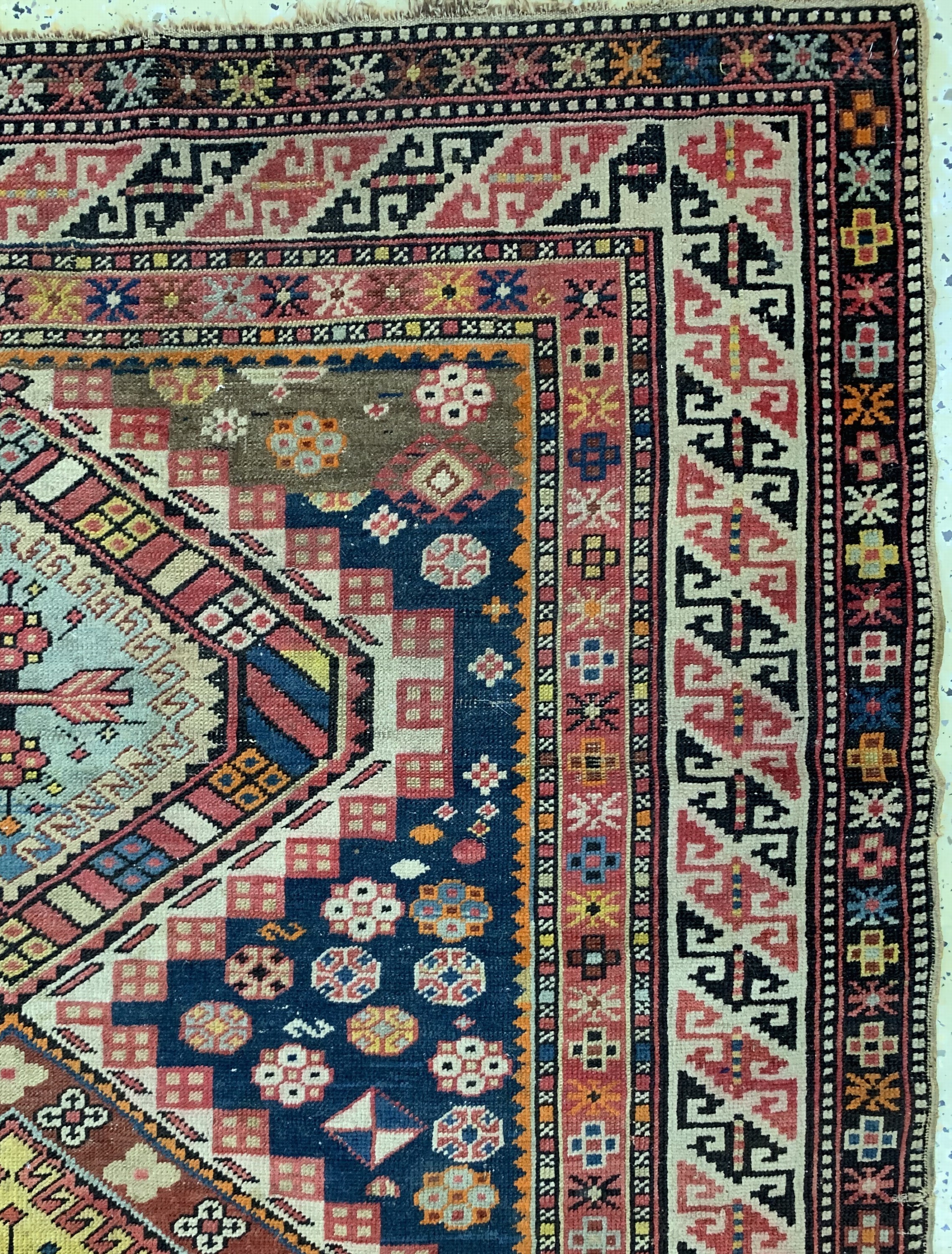 Detail d: Antiker Kazak, Kaukasus, 19.Jhd, Wolle auf Wolle, ca. 165 x 122 cm, EHZ: 4