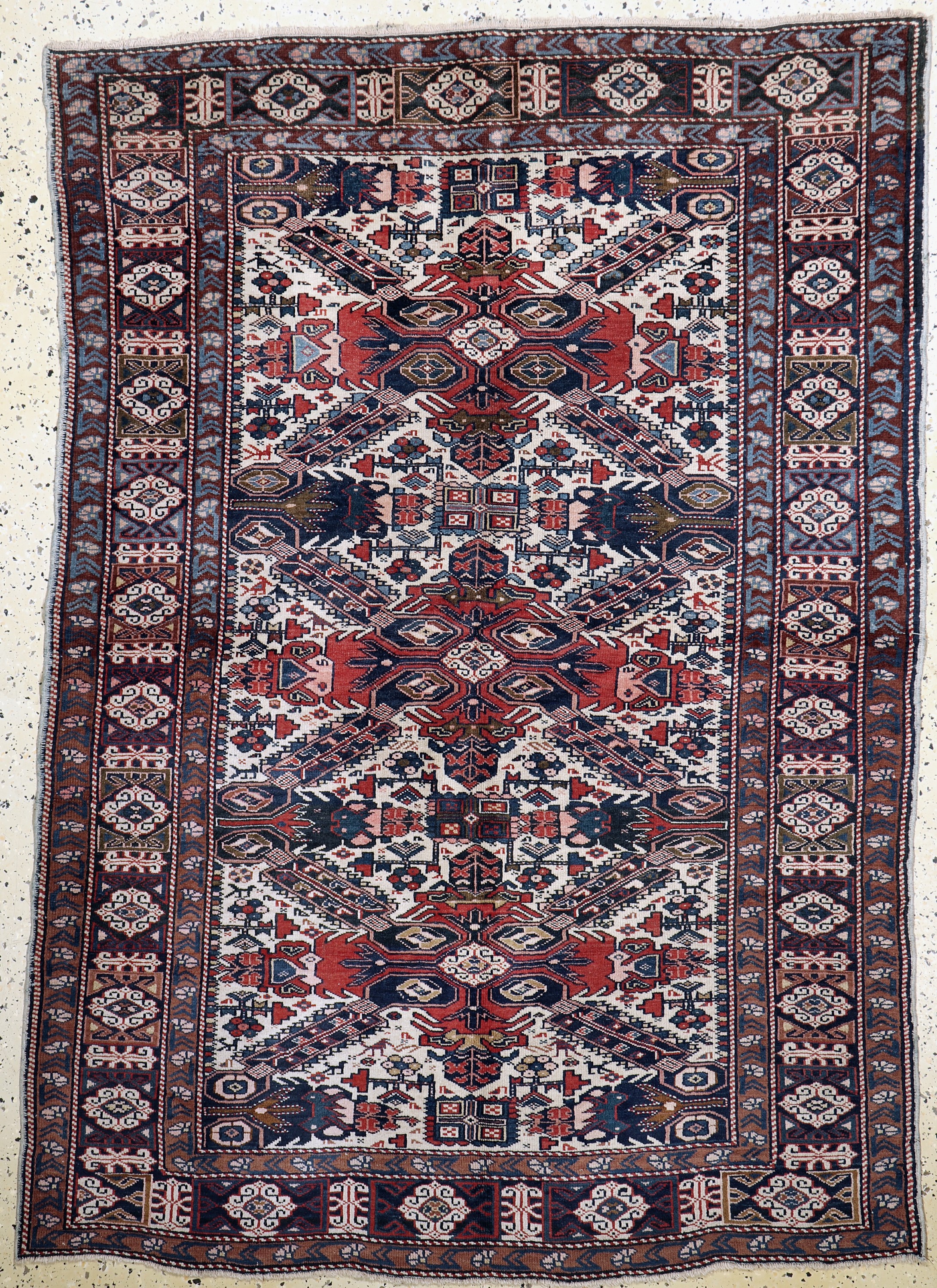 Seychur alt, Kaukasus, um 1920/1930, Wolle auf Wolle, ca. 186 x 133 cm, EHZ: 2-3