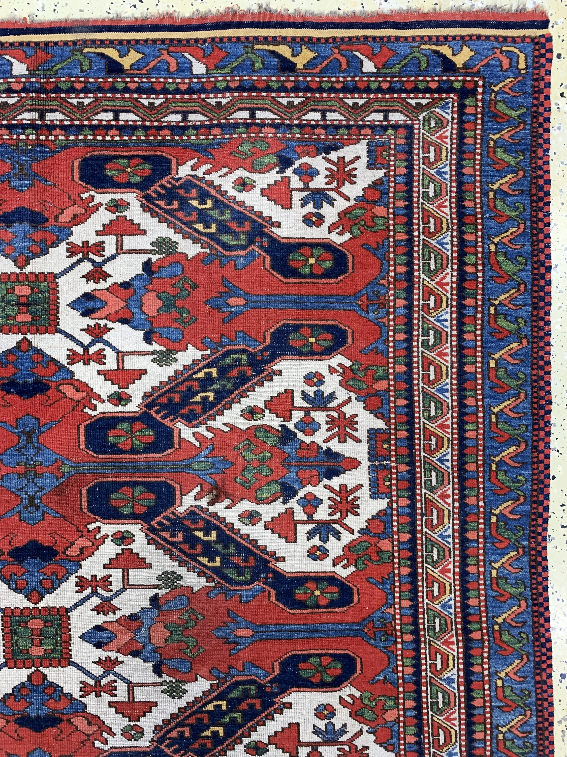 Detail d: Kazak stil"Seychur", Türkei, ca. 50 Jahre, Wolle auf Wolle, ca. 200 x 160 cm, EHZ: 2-3