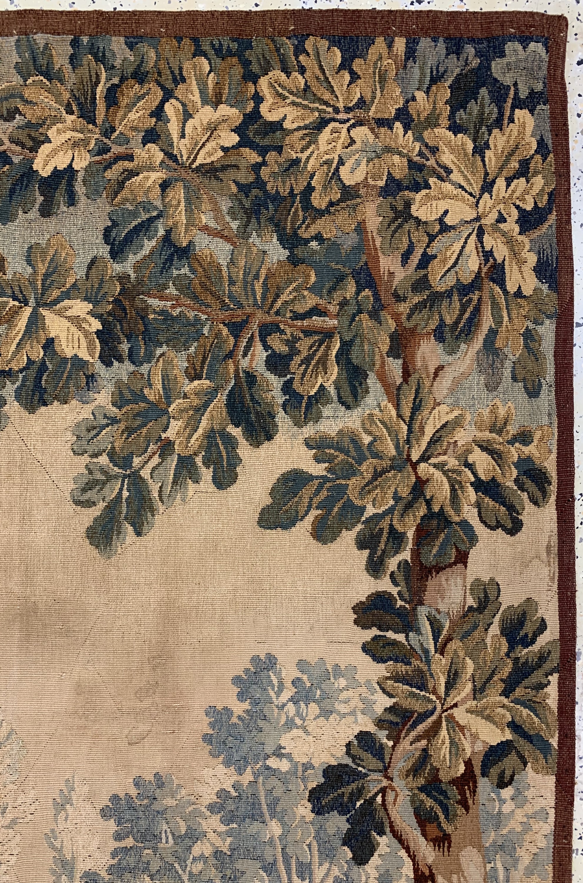 Detail d: Tapisserie antik, Flandern, um 1900, Wolle auf Baumwolle, ca. 180 x 152 cm, Reinigungsbedürftig, EHZ: 2