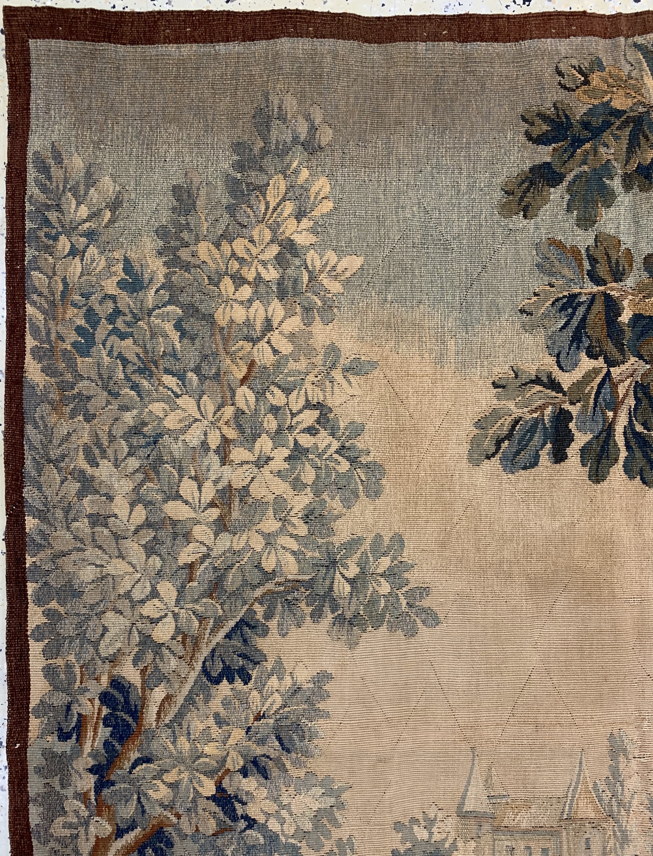 Detail e: Tapisserie antik, Flandern, um 1900, Wolle auf Baumwolle, ca. 180 x 152 cm, Reinigungsbedürftig, EHZ: 2