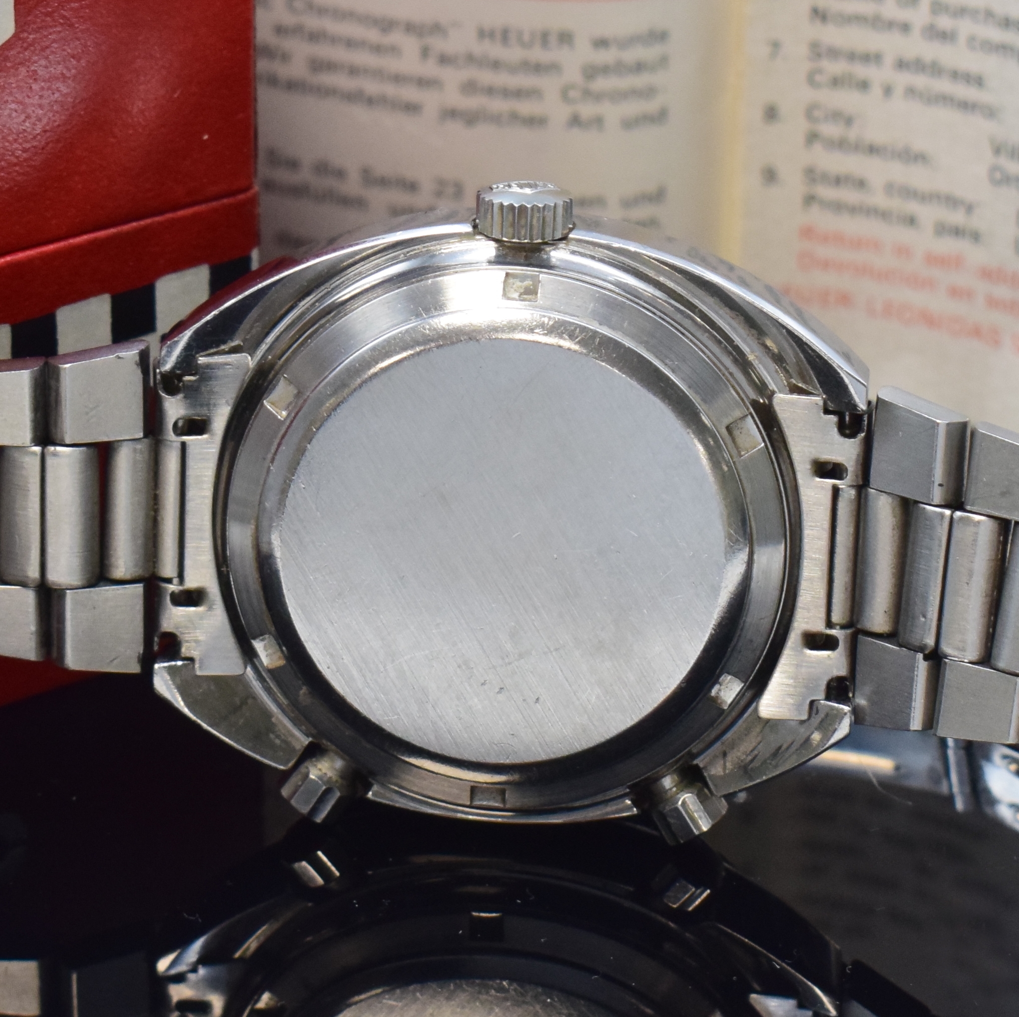 Detail d: HEUER Autavia Armbandchronograph "Orange Boy" Referenz 15630 mit original Etui und Papieren, Automatik, Schweiz verkauft 1975, verschr. ...