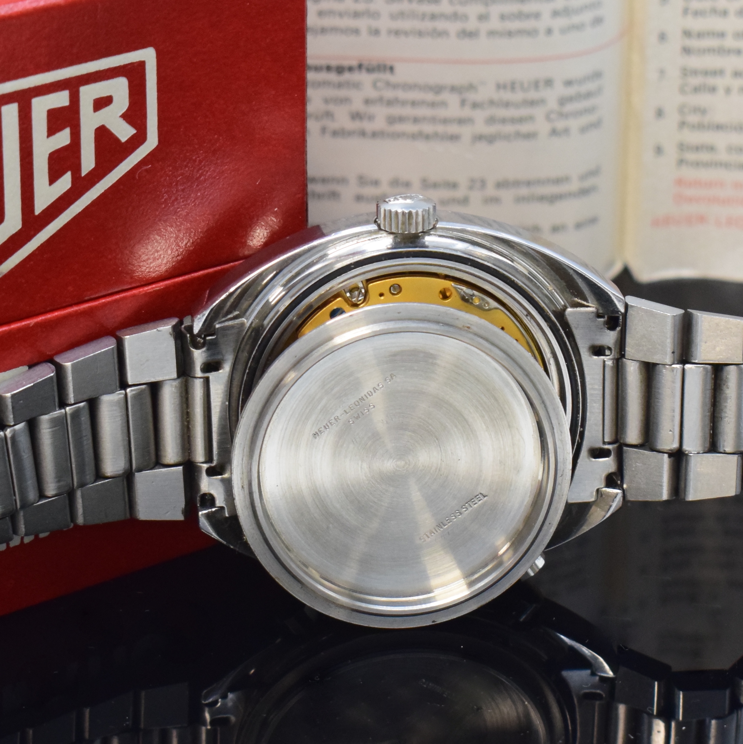 Detail f: HEUER Autavia Armbandchronograph "Orange Boy" Referenz 15630 mit original Etui und Papieren, Automatik, Schweiz verkauft 1975, verschr. ...