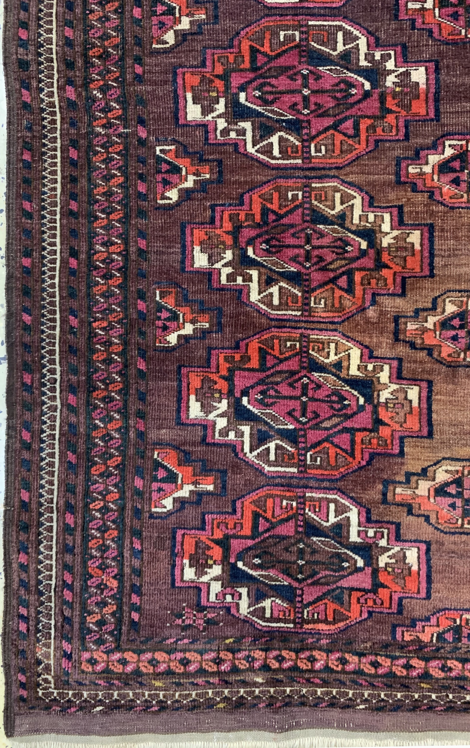 Detail b: Buchara antik, Turkmenistan, um 1900, Wolleauf Wolle, ca. 212 x 115 cm, EHZ: 3