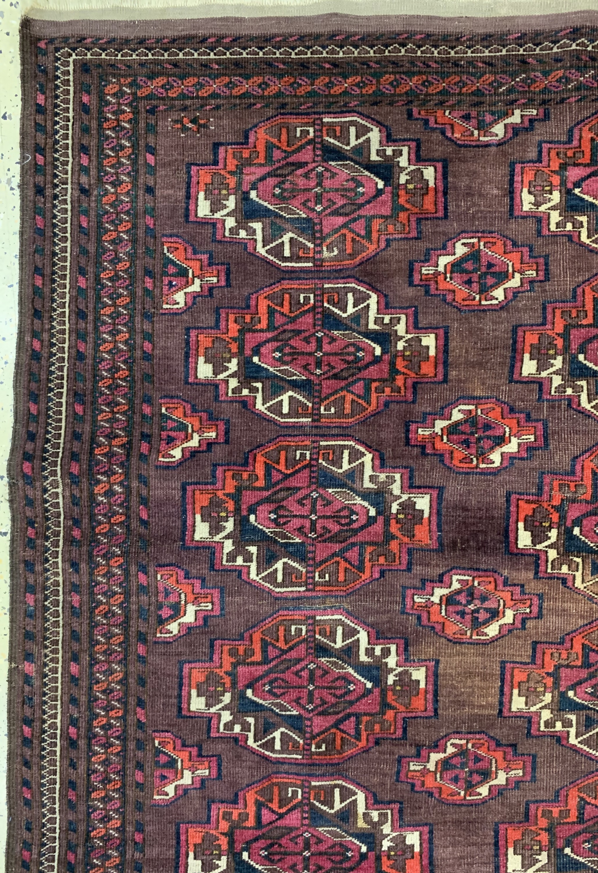 Detail c: Buchara antik, Turkmenistan, um 1900, Wolleauf Wolle, ca. 212 x 115 cm, EHZ: 3