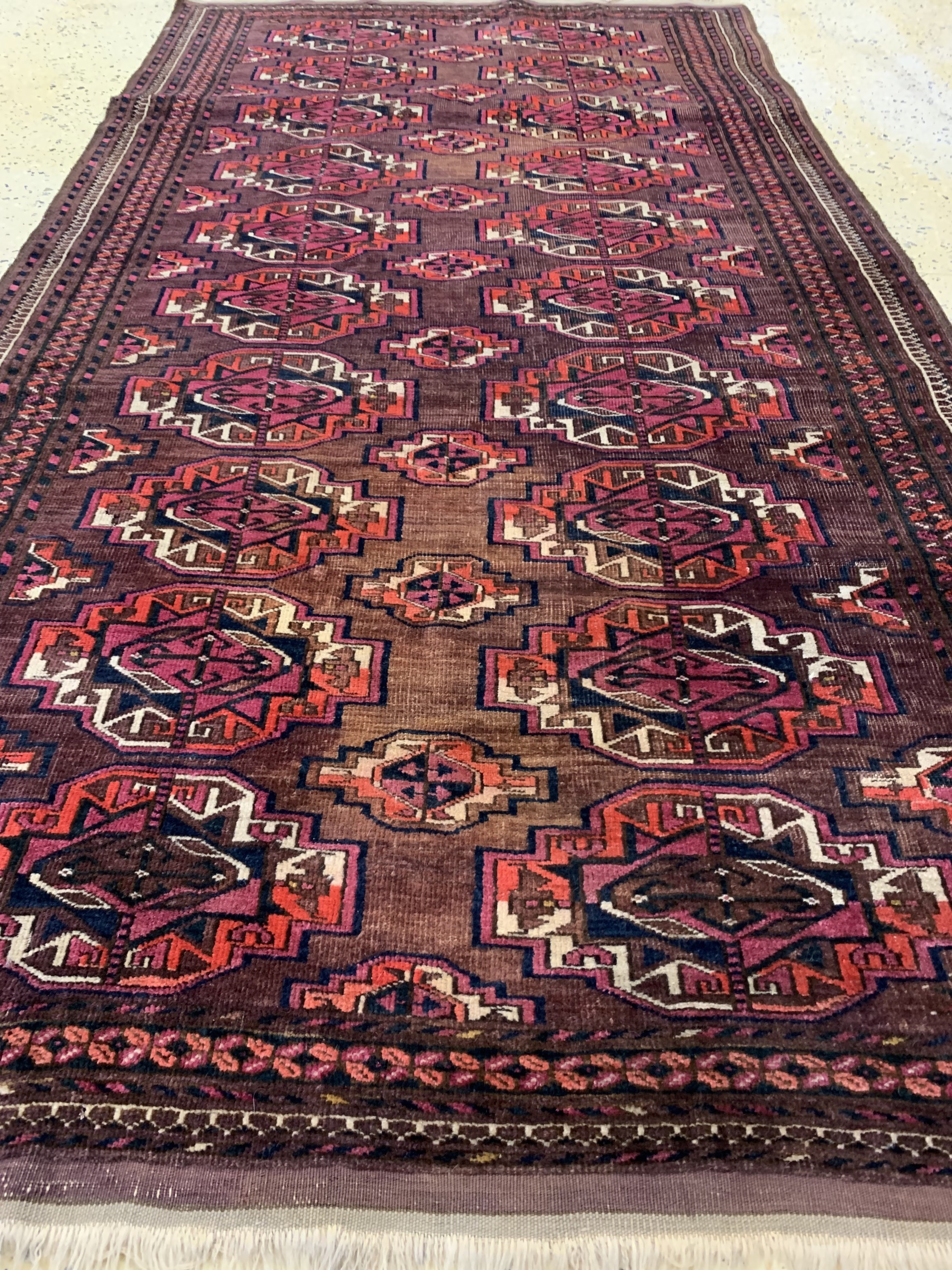 Detail e: Buchara antik, Turkmenistan, um 1900, Wolleauf Wolle, ca. 212 x 115 cm, EHZ: 3