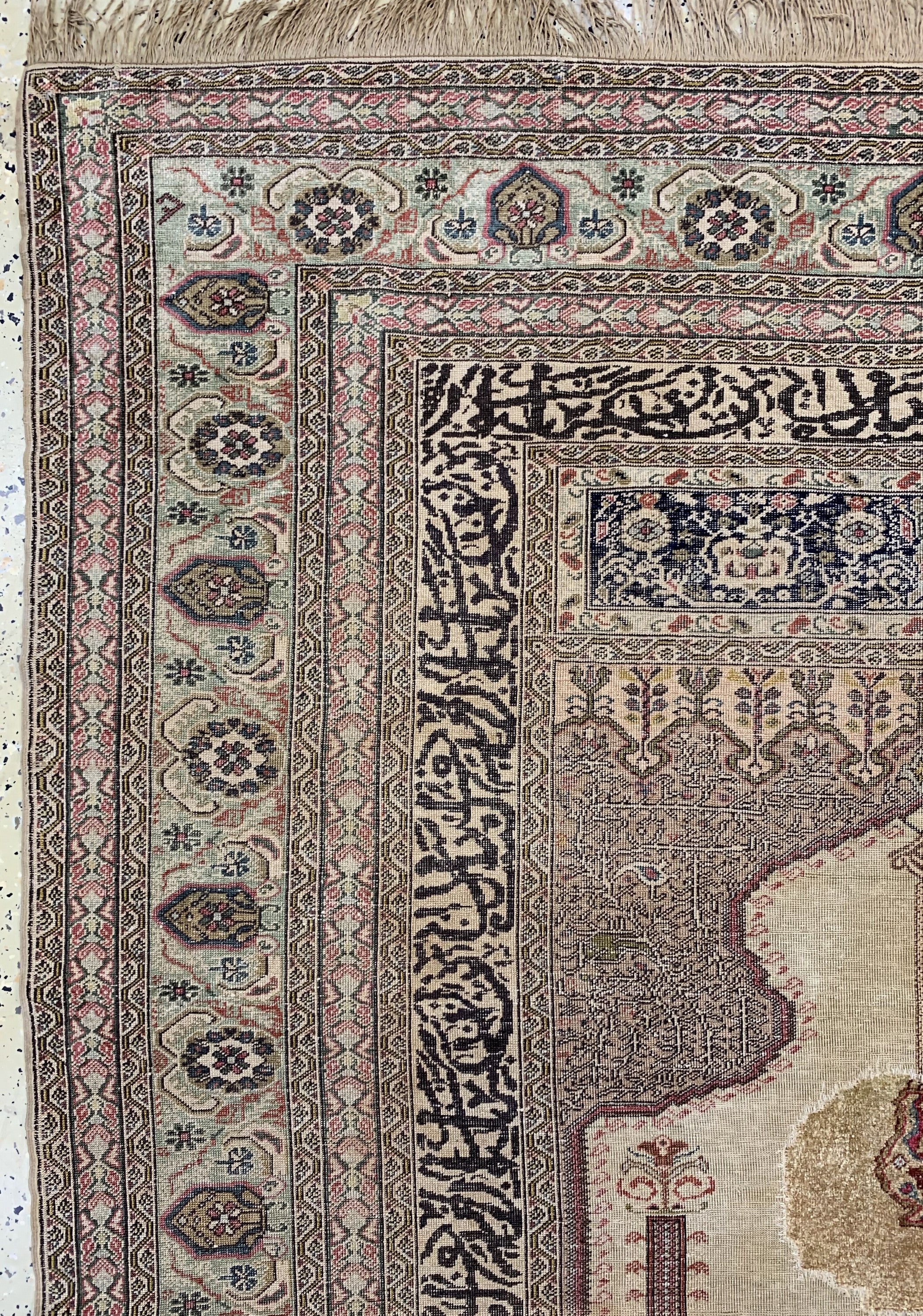 Detail d: Antiker Giordes, Türkei, Ende 19.Jhd, Wolleauf Baumwolle, ca. 215 x 145 cm, EHZ: 3-4