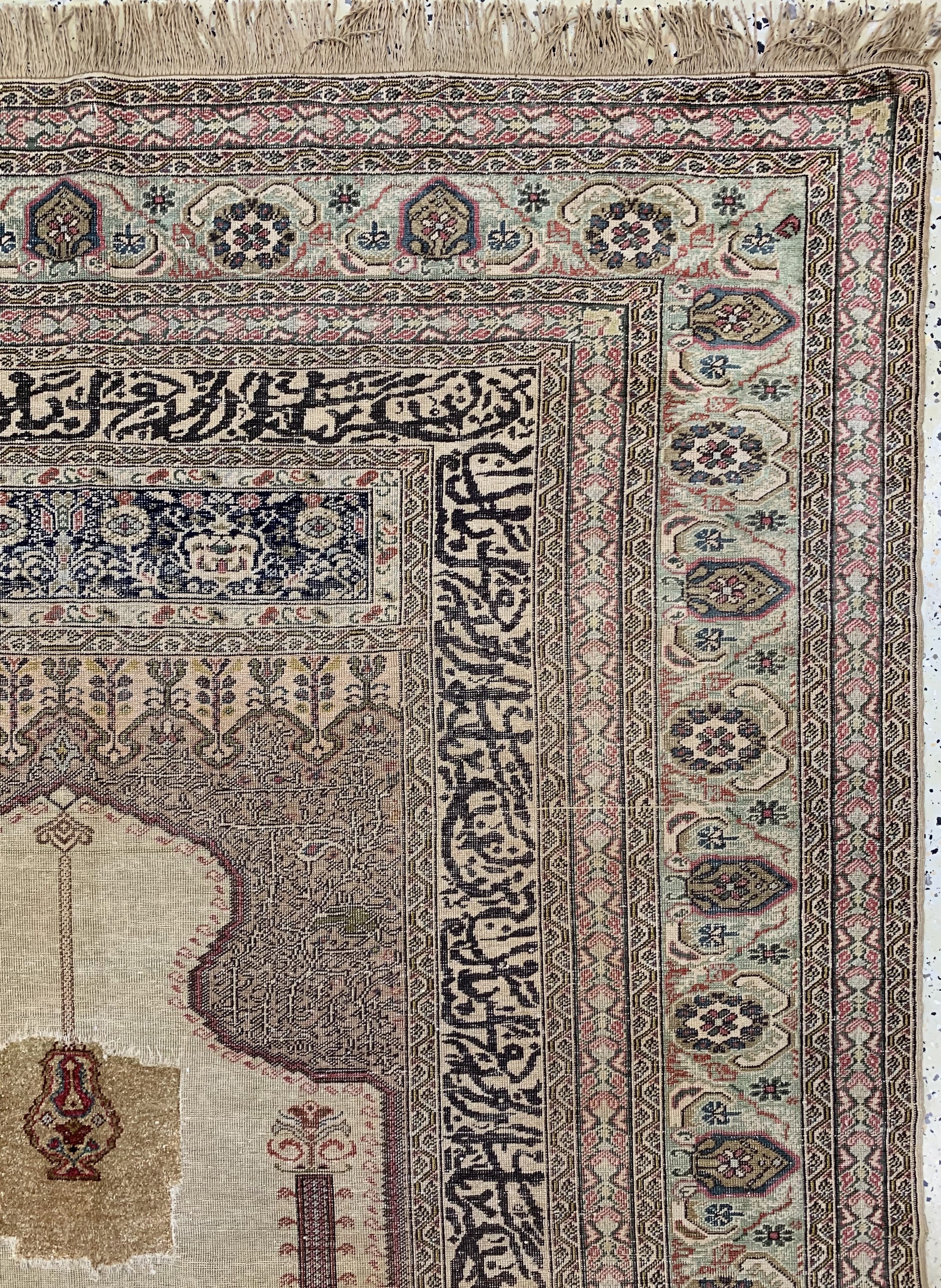 Detail e: Antiker Giordes, Türkei, Ende 19.Jhd, Wolleauf Baumwolle, ca. 215 x 145 cm, EHZ: 3-4