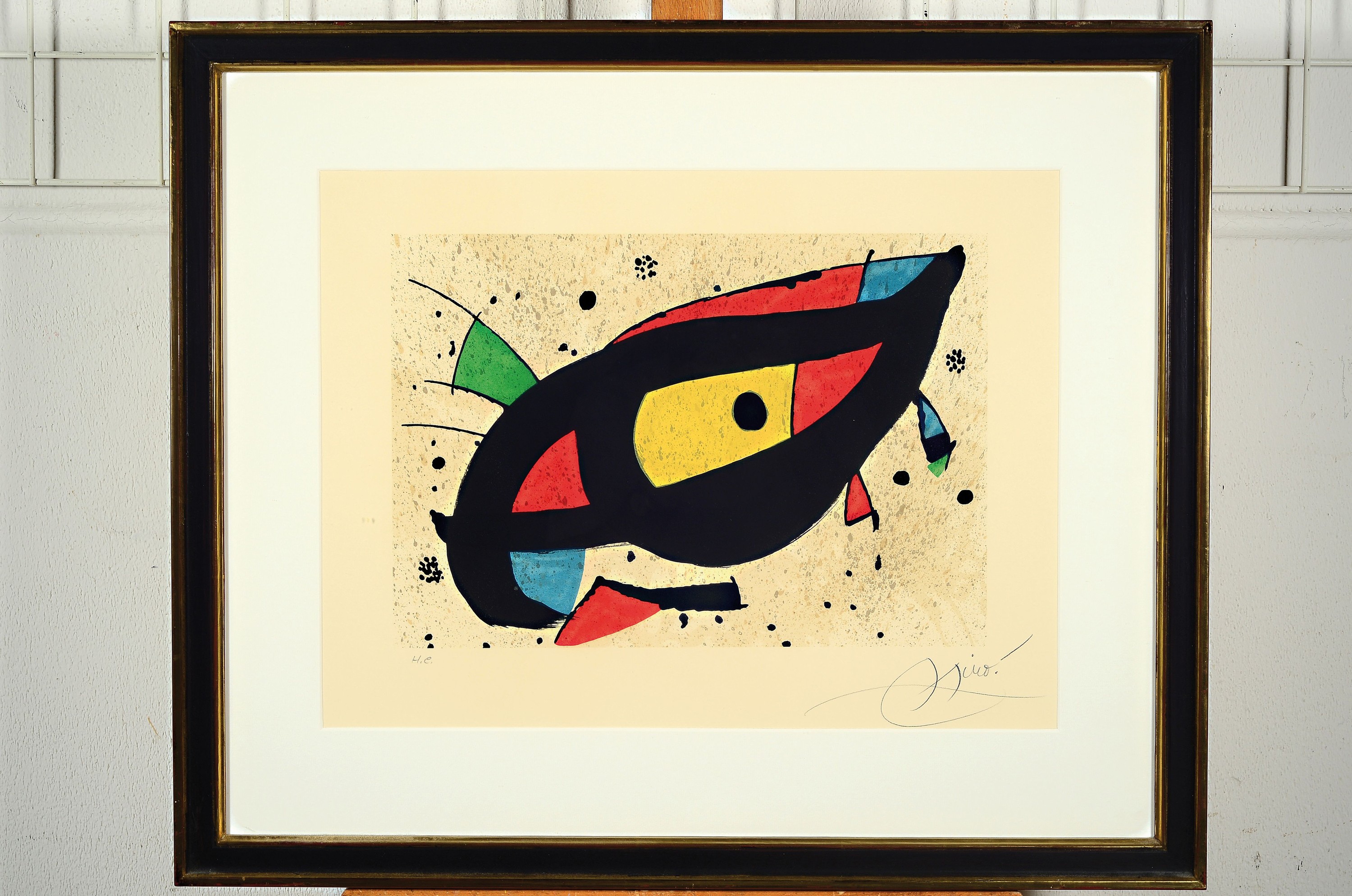 Detail k: Joan Miro, 1893-1983, Farblithographie, rechts unten handsigniert, bez.: H.C., ca. 29x42cm, PP, u.Gl., R. ca. 62x74cm