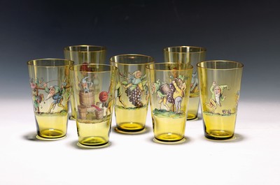 Image 12 champagne cups, Fritz Heckert, designed by Willi Meitzen, around 1900, similarly shown ...