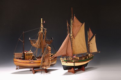 Image Pair of ship models: cutter Robbe and brig Marie-Jeanne, 2nd half of the 20th century, ...