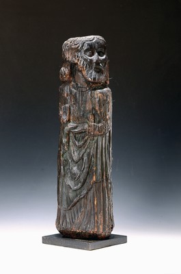 Image Apostelskulptur, wohl spanisch 16.Jh., Holz geschnitzt, stehender nach rechts gewandter ...