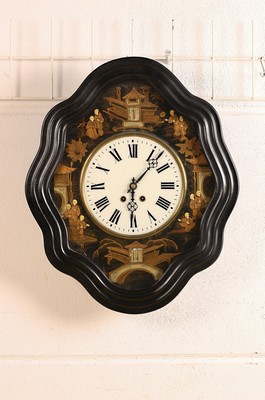 Image Wall clock, France around 1880/90, wavy profiled edge, lavishly decorated with ...