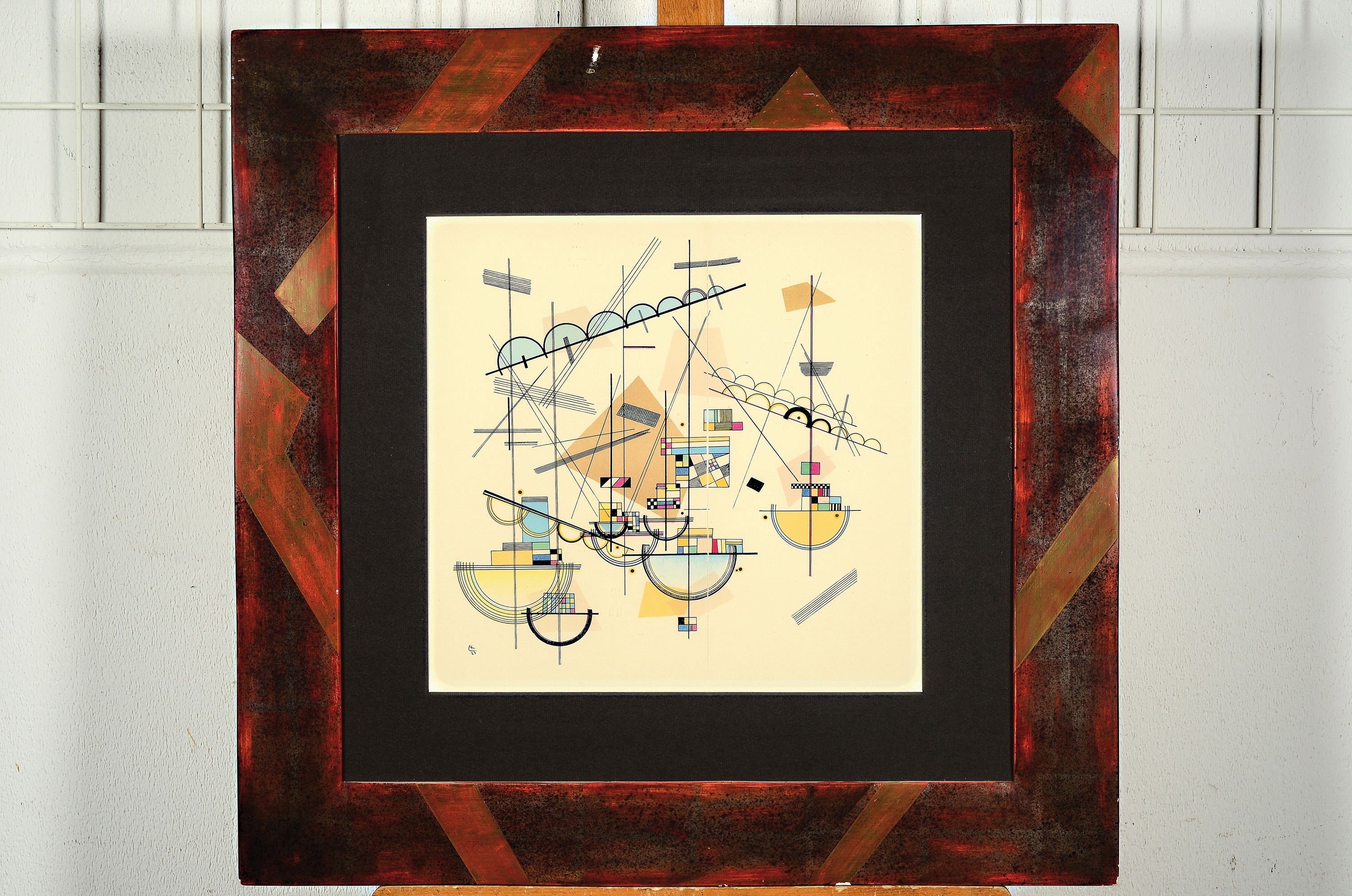 Detail p: Wassily Kandinsky, 1866-1944, 2 Farblithographien aus DLM, Doppelblätter mit geglätteten Bugfalten, unter Glas, 67x67 cm , 78x67 cm