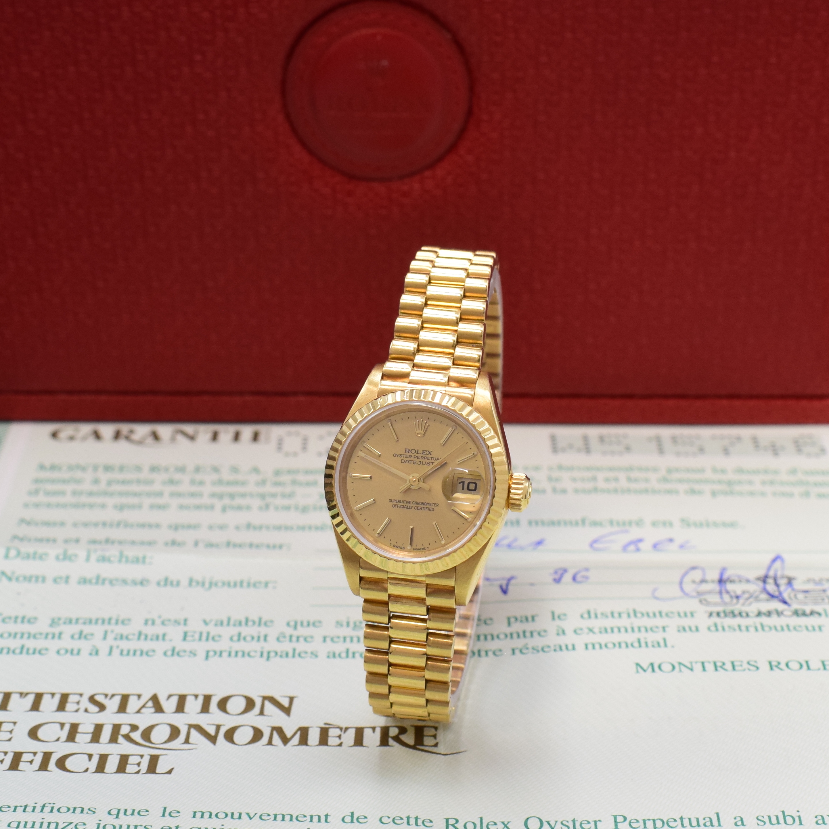 ROLEX Damenarmbanduhr Oyster Perpetual Datejust Referenz 69178, Automatik, W-Serie, Chronometer der Superlative in GG 750/000 inkl. Präsidentband m. ...