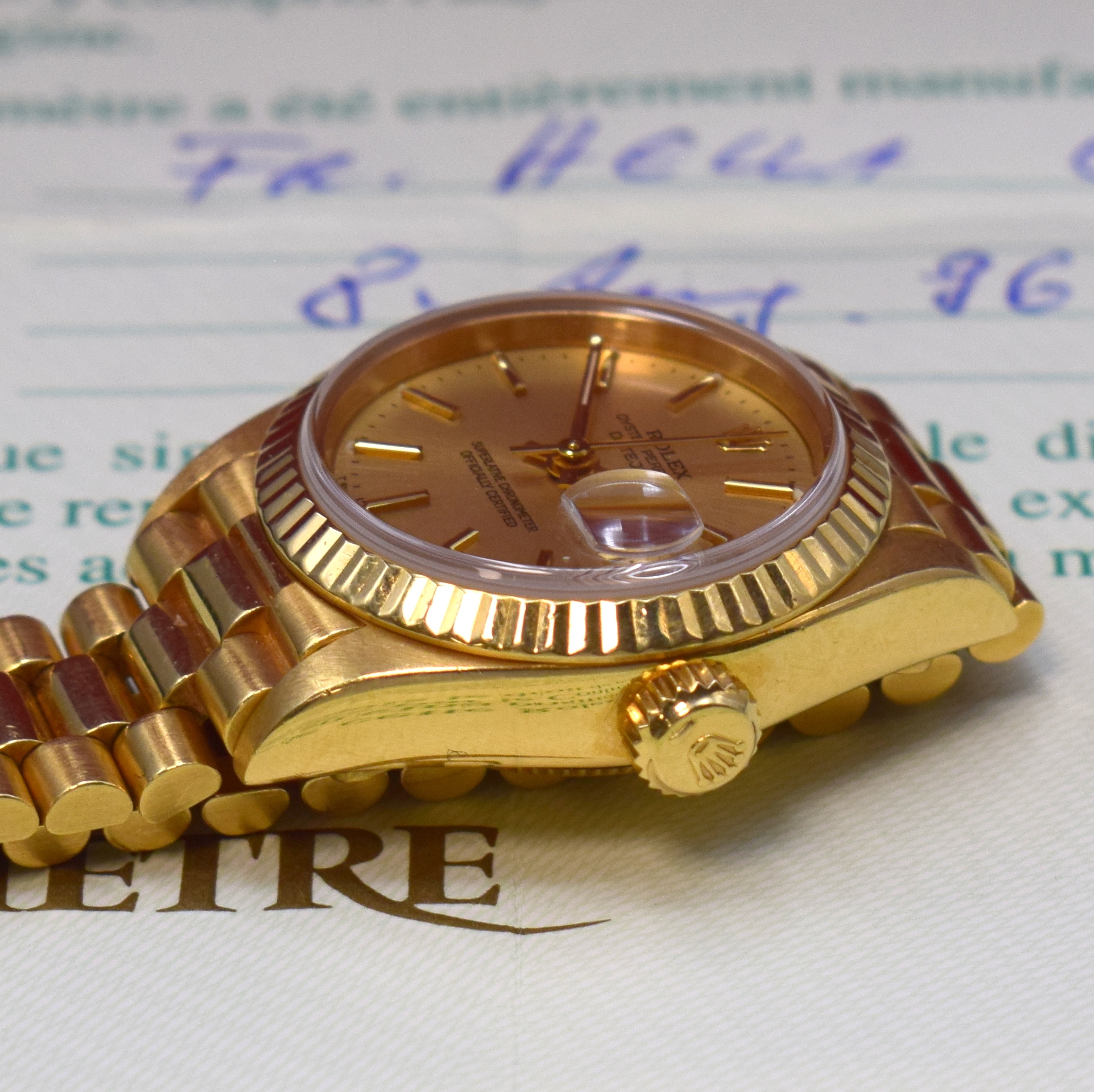 Detail e: ROLEX Damenarmbanduhr Oyster Perpetual Datejust Referenz 69178, Automatik, W-Serie, Chronometer der Superlative in GG 750/000 inkl. Präsidentband m. ...