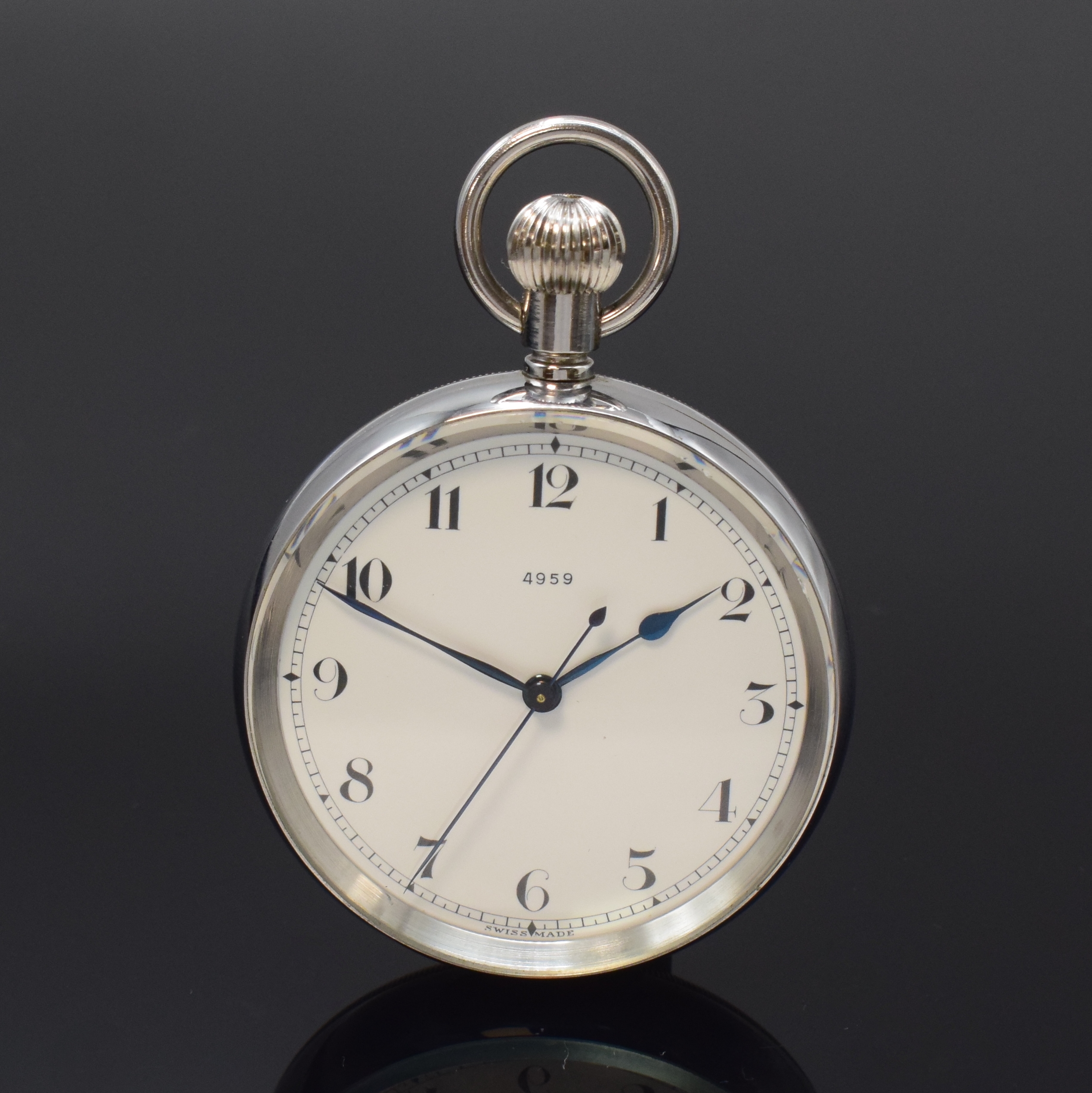 IWC H.S.3 sehr seltene Beobachtungsuhr mit Zentralsekunde Kaliber 52 SC in Stahl, Schweiz um 1940, verschr. Geh., rücks. britische Militärgrav. ...