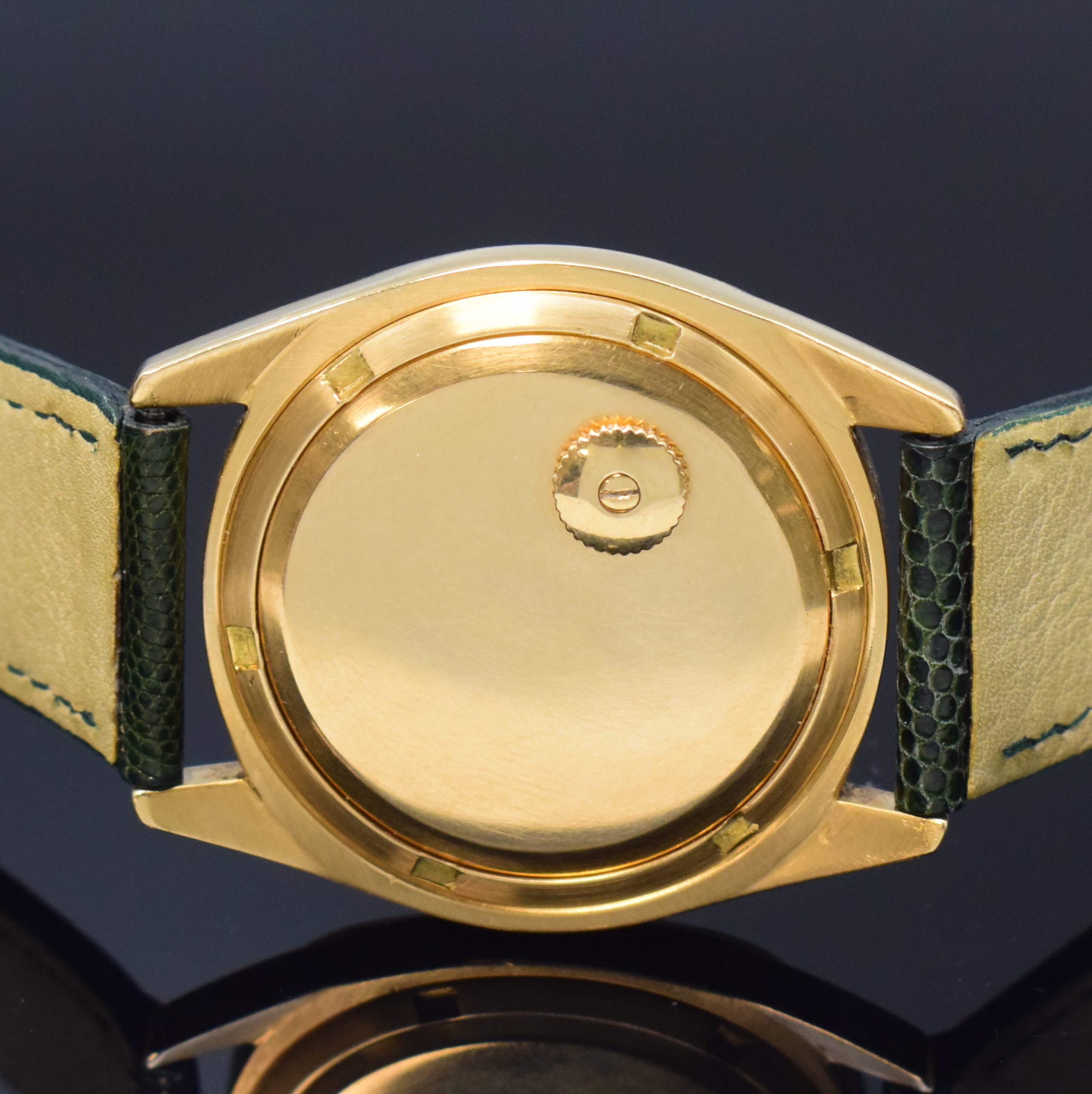 Detail d: PATEK PHILIPPE seltene große Backwinder- Armbanduhr Referenz 3585 in GG 750/000, Schweiz um 1975, Automatik, verschr. Geh., rücks. Krone f. Aufzug ...