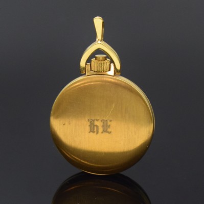 26797162c - FAVOR Lady 14k yellow gold ladies hunting cased pendant watch, manual winding, Switzerland around 1970, snap on case back with monogram HE, gilded dial with Arabic hours, display of hours and minutes, lever movement, 17 jewels, calibre ETA 2512, diameter approx. 27,5 mm, condition 2, weight approx. 20g