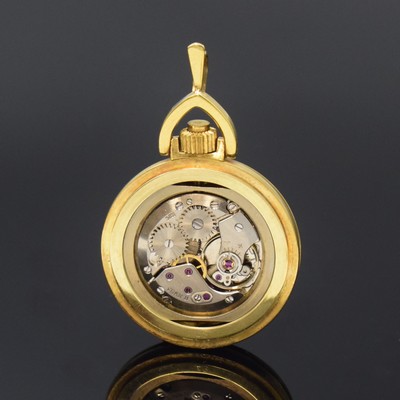 26797162d - FAVOR Lady 14k yellow gold ladies hunting cased pendant watch, manual winding, Switzerland around 1970, snap on case back with monogram HE, gilded dial with Arabic hours, display of hours and minutes, lever movement, 17 jewels, calibre ETA 2512, diameter approx. 27,5 mm, condition 2, weight approx. 20g