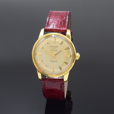 Image LONGINES Conquest 18k yellow gold gents wristwatch reference 9001, Switzerland around ...