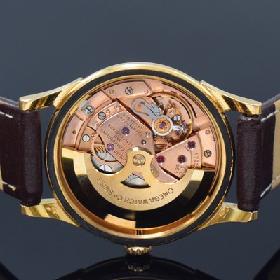 26797173e - OMEGA Constellation rare 18k pink gold wristwatch chronometer reference 14393/94, Switzerland around 1961, self winding, unpolished case, screwed down case back with observatory badge, original winding crown, gold-dial patinated, applied gold-indices with onyx-inlay, original pink gilded dauphine hands, date at 3, pink gilded movement calibre 561, 24 jewels, 5 adjustments, precision adjustment, diameter approx. 34,5 mm, overhaul recommended at buyer's expense, condition 2
