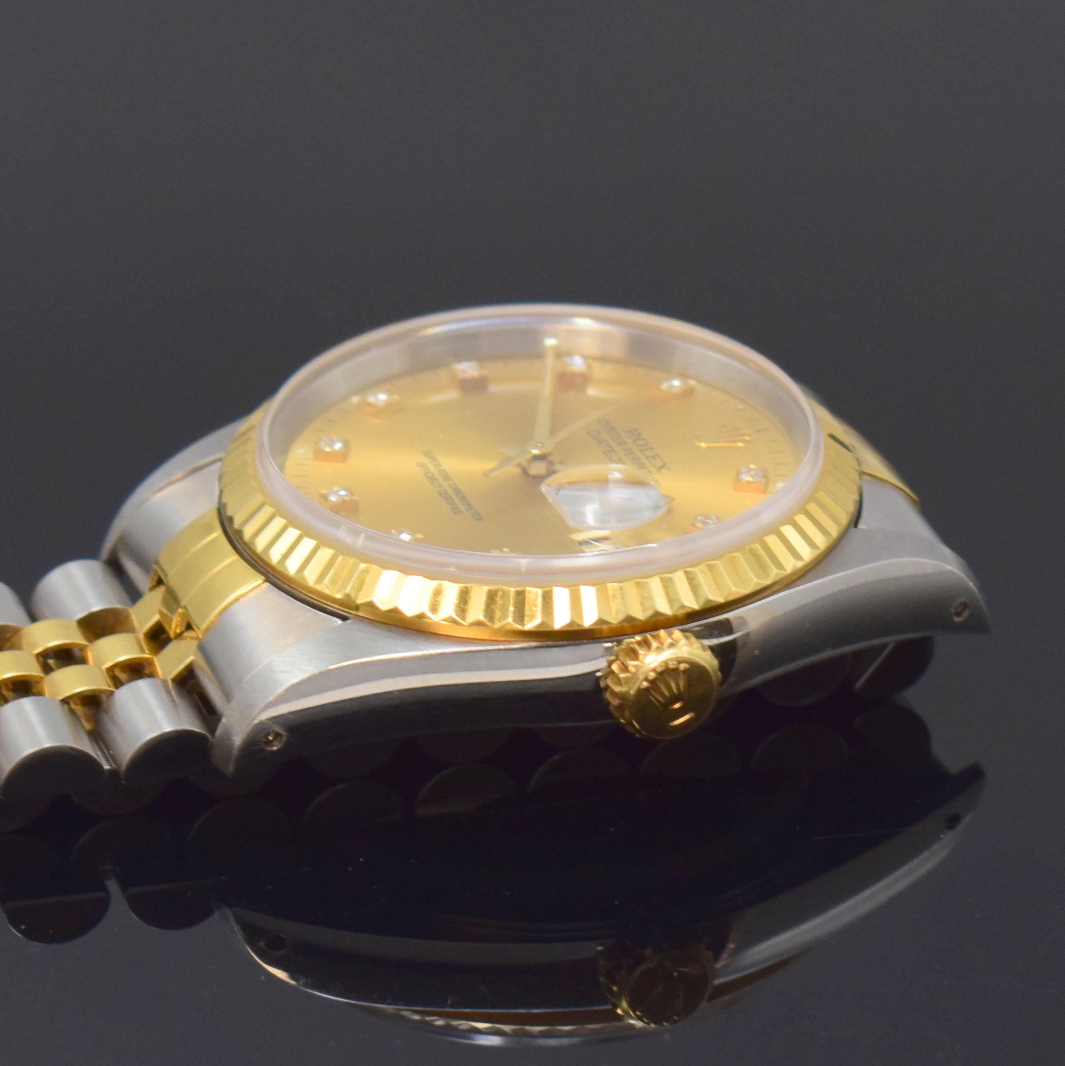 Detail c: ROLEX Herrenarmbanduhr Datejust Oyster Perpetual Herrenarmbanduhr Referenz 16233, Automatik, Schweiz um 1993, X-Serie, Chronometer der Superlative in ...