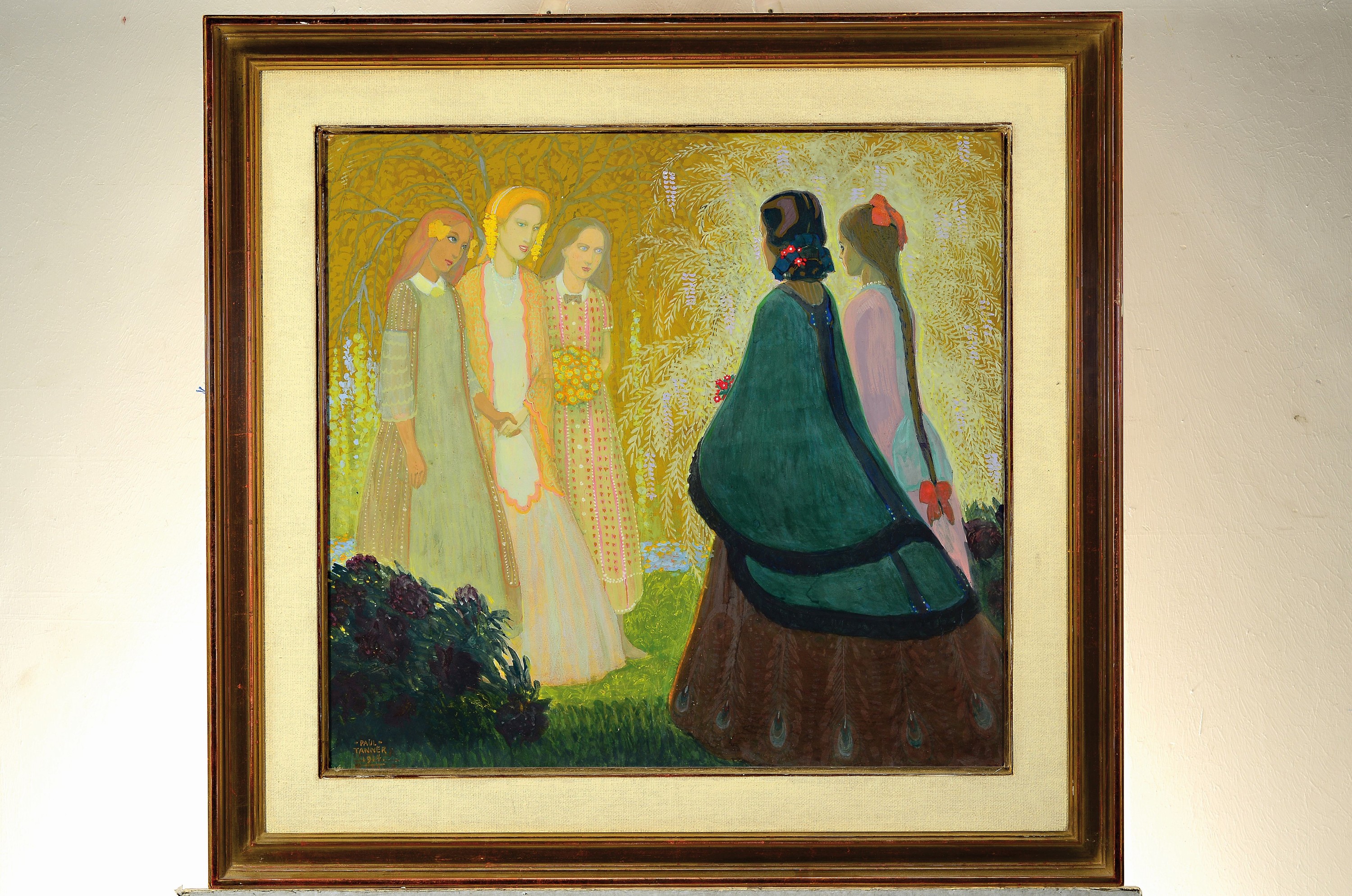 Detail k: Paul Tanner, 1882 Herisau - 1934, Begrüßung, 1914, Gouache auf Papier, li. unten signiert und datiert, ca. 53 x 56.5 cm, mit Kaufbeleg von 1998 ...