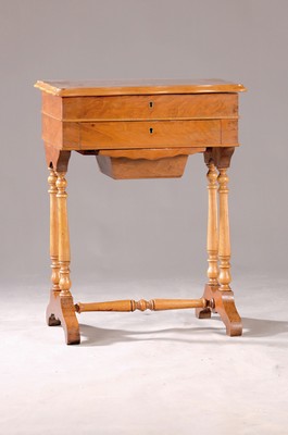 Image Sewing table, Wilhelminian style, around 1880, walnut veneer, body made of turned ...