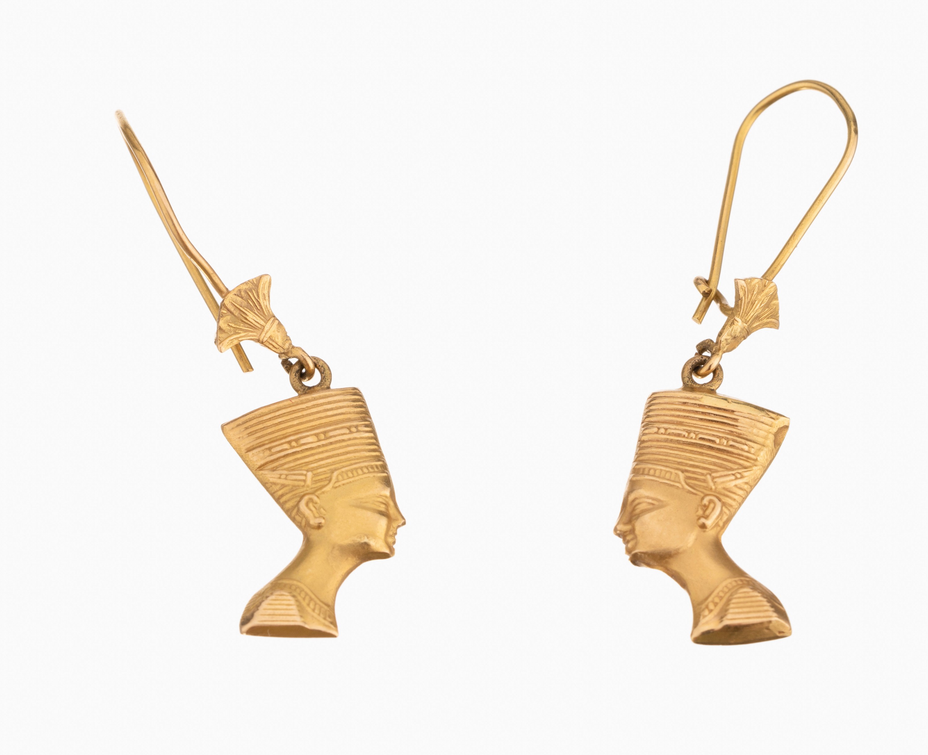 18 kt Gold Ohrgehänge "Nofretete", GG 750/000 (gepr.), L. ca. 4 cm, ca. 2.6 g