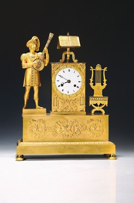 Image Pendule, France, around 1820, theme: Allegory of music, richly decorated and gilded ...