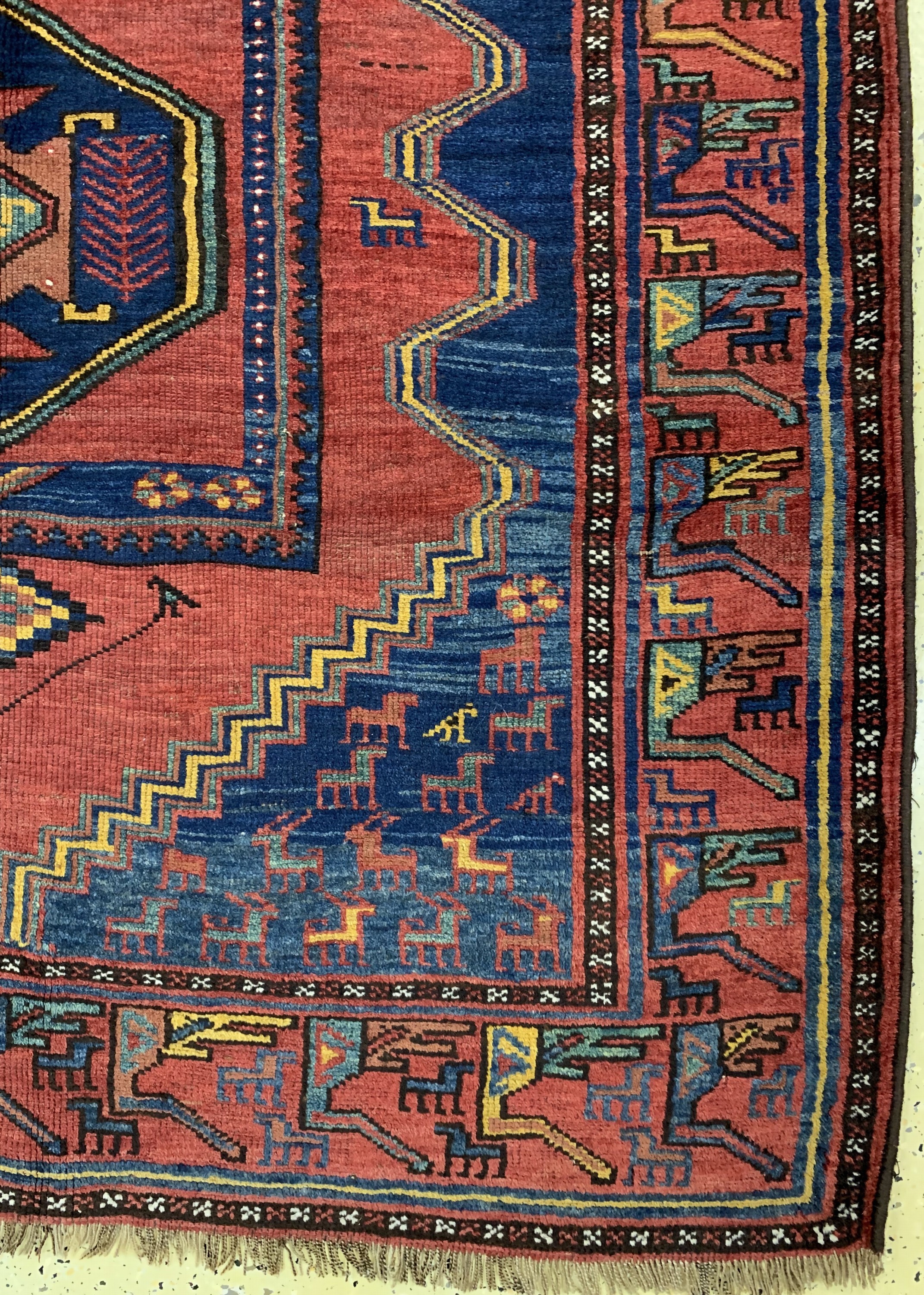 Detail a: Kazak antik, Kaukasus, um 1900, Wolle auf Wolle, ca. 290 x 145 cm, EHZ: 2-3