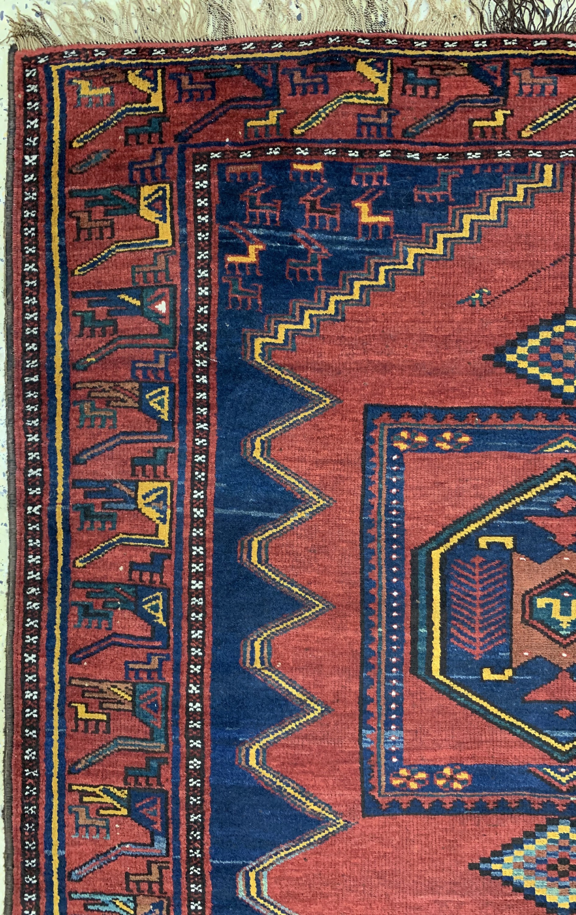 Detail b: Kazak antik, Kaukasus, um 1900, Wolle auf Wolle, ca. 290 x 145 cm, EHZ: 2-3