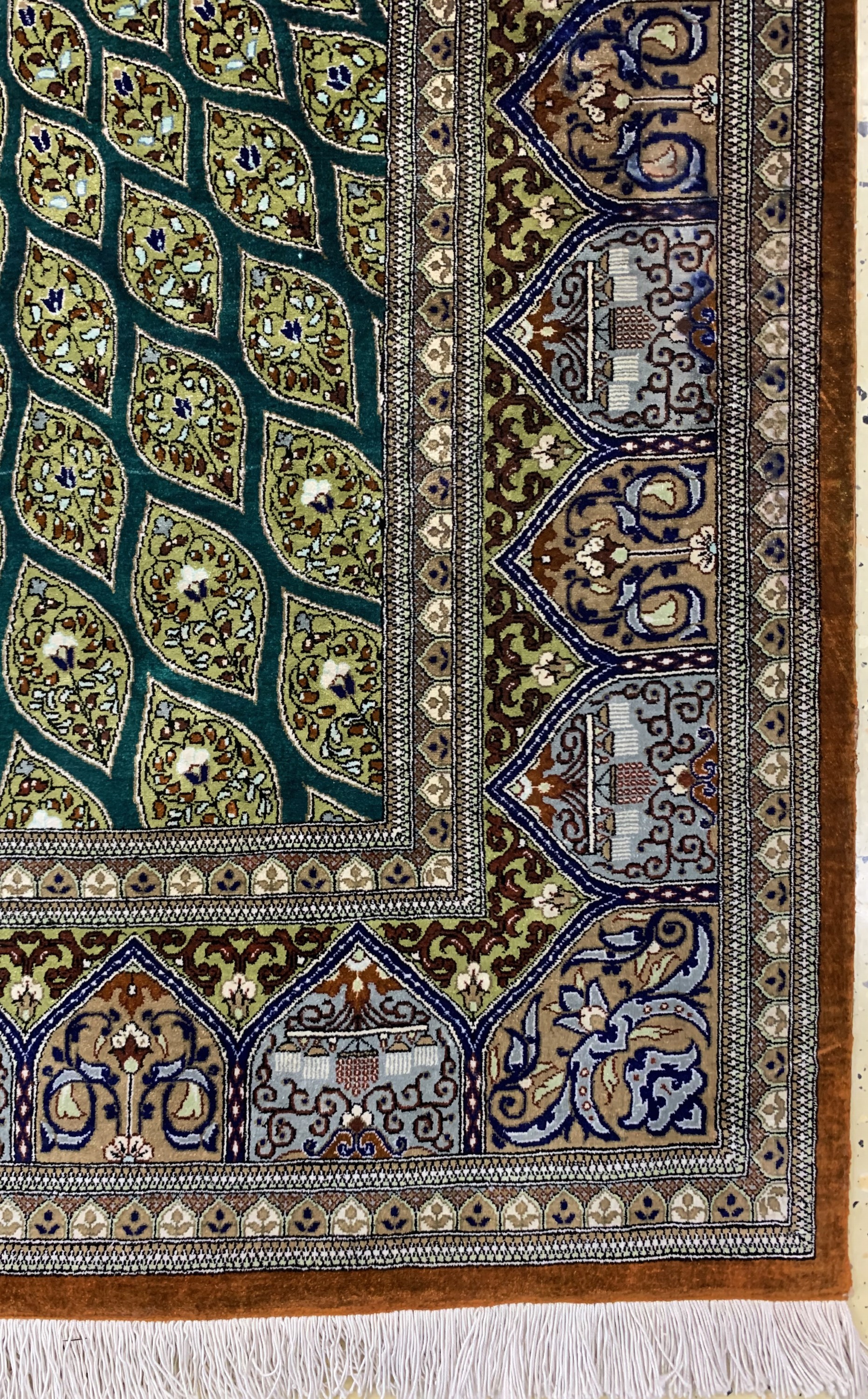 Detail a: Ghom Seide fein, Persien, signiert(Wafaie),Ende 20.Jhd, reine Naturseide, ca. 202 x 130 cm, ca. 1,0 Mio. Kn/qm, EHZ: 1