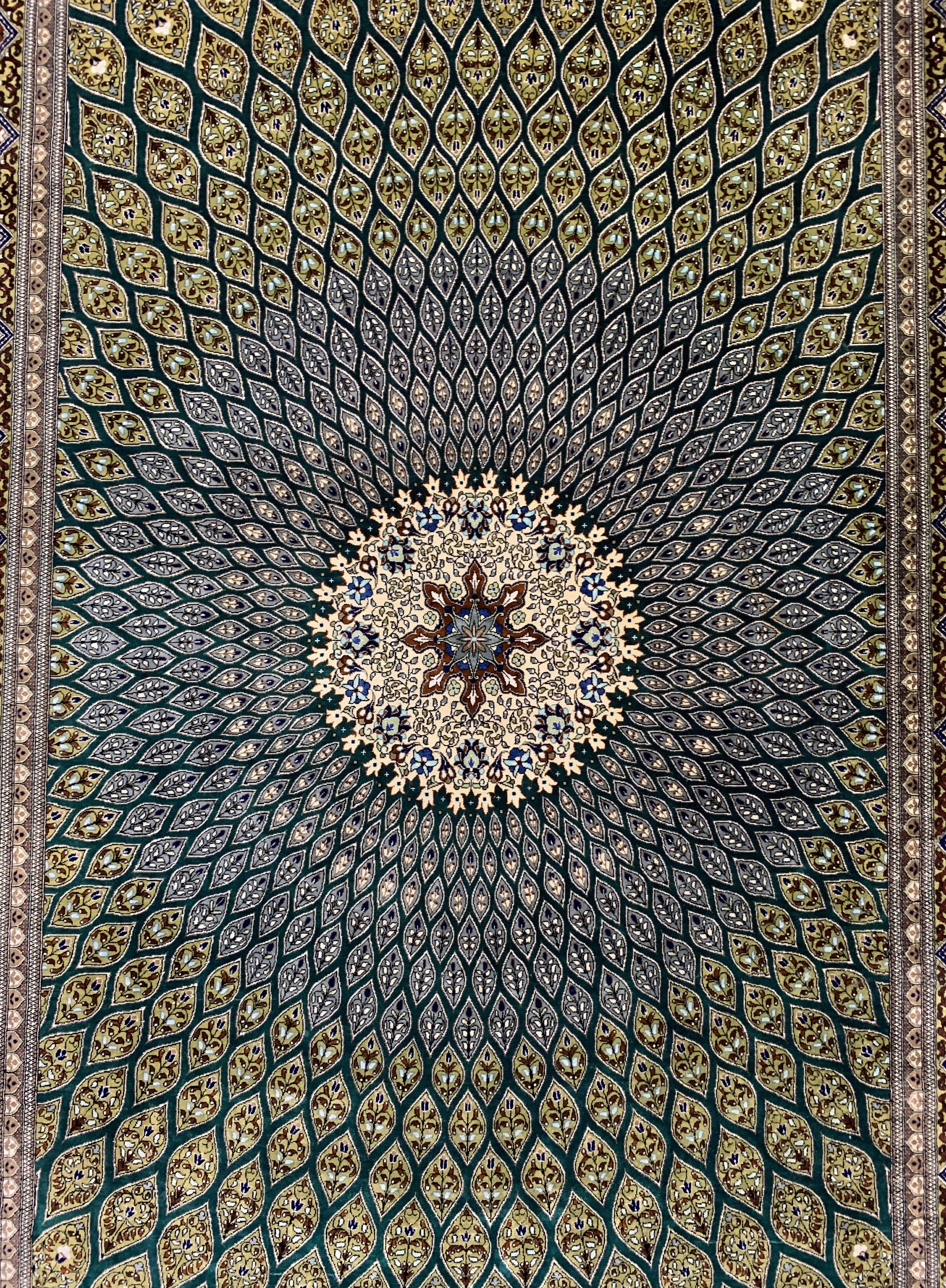 Detail b: Ghom Seide fein, Persien, signiert(Wafaie),Ende 20.Jhd, reine Naturseide, ca. 202 x 130 cm, ca. 1,0 Mio. Kn/qm, EHZ: 1