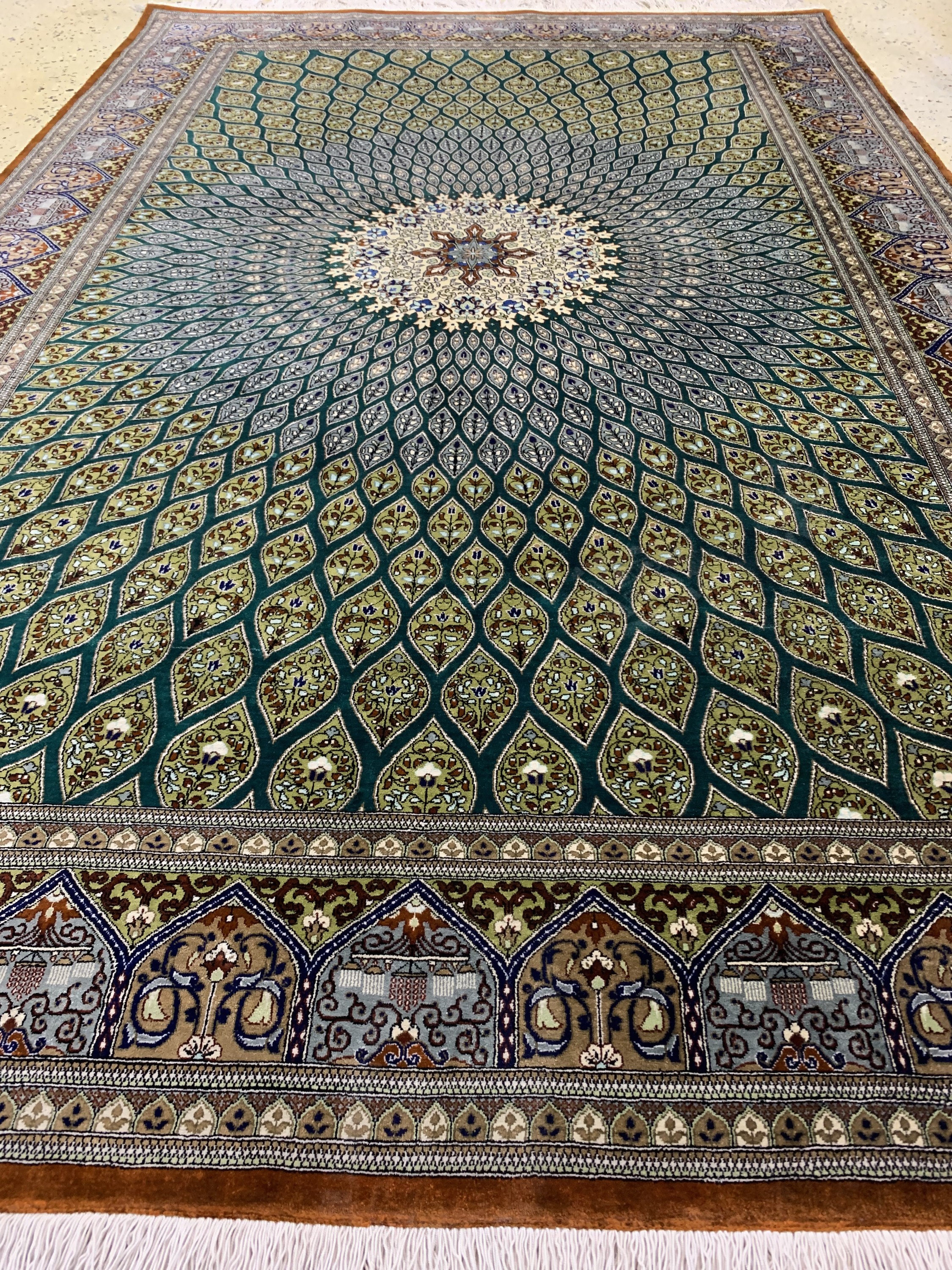 Detail e: Ghom Seide fein, Persien, signiert(Wafaie),Ende 20.Jhd, reine Naturseide, ca. 202 x 130 cm, ca. 1,0 Mio. Kn/qm, EHZ: 1